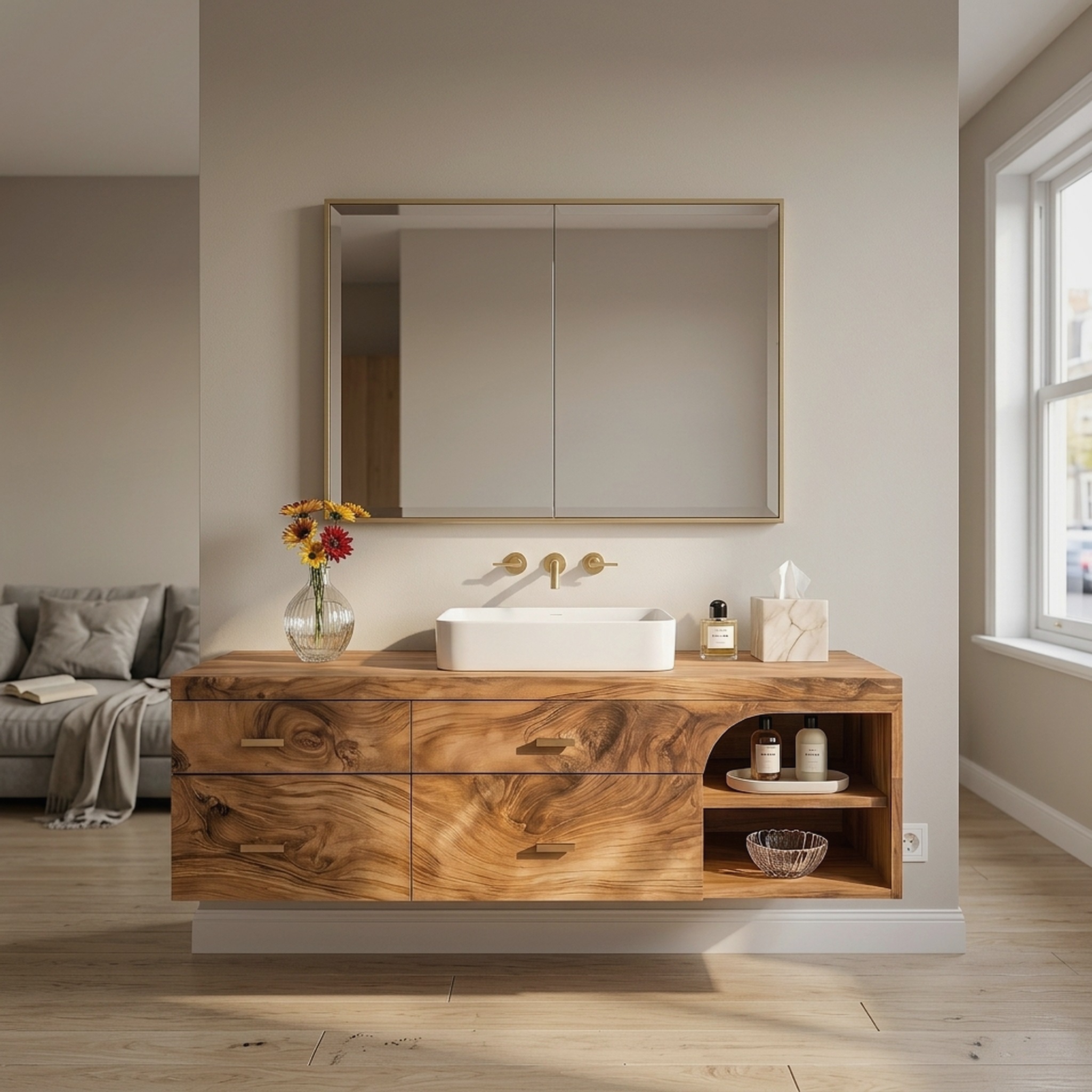 Farmhouse Bathroom Furniture with Floating Vanity