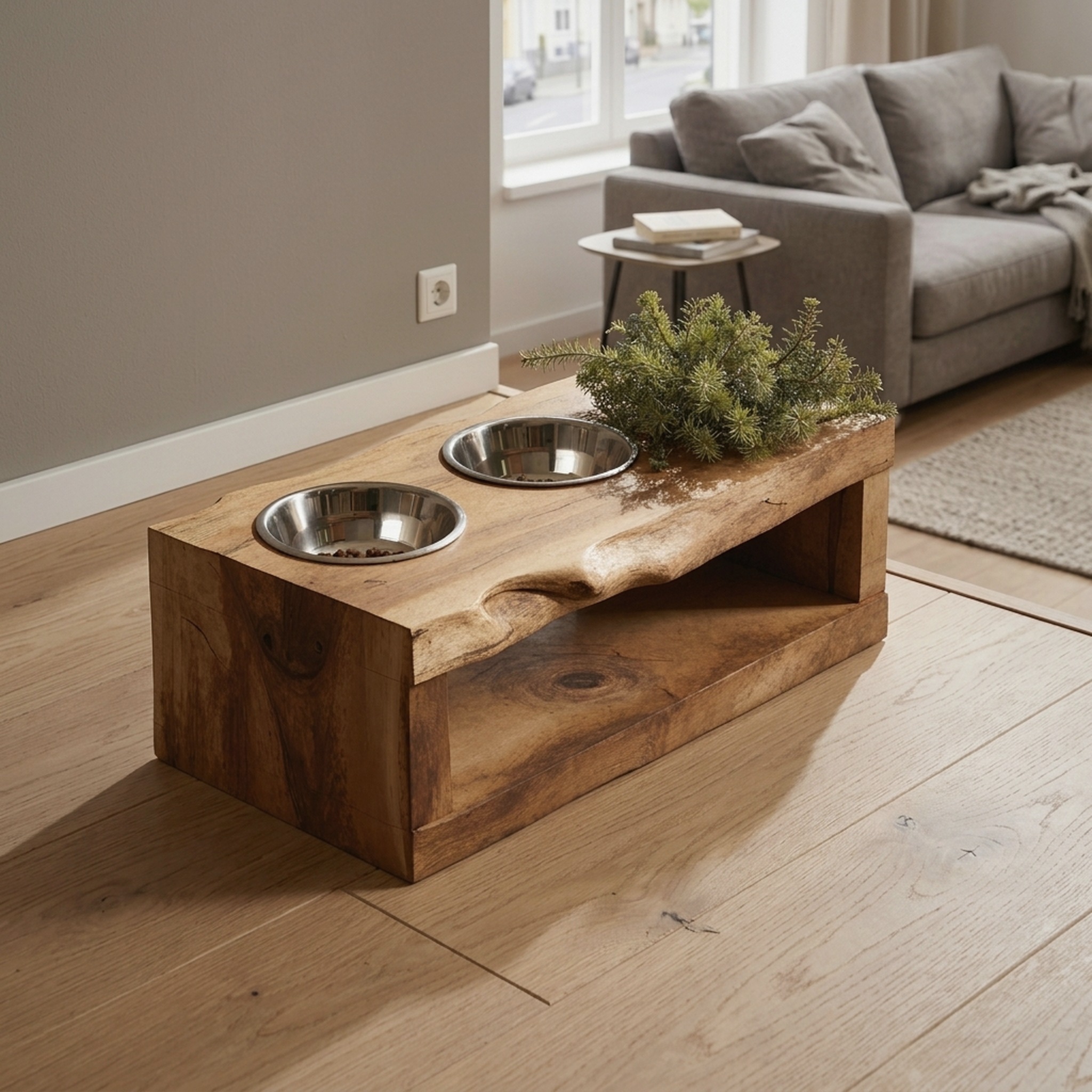 Farmhouse Dog Feeding Stand Rustic Dog Space