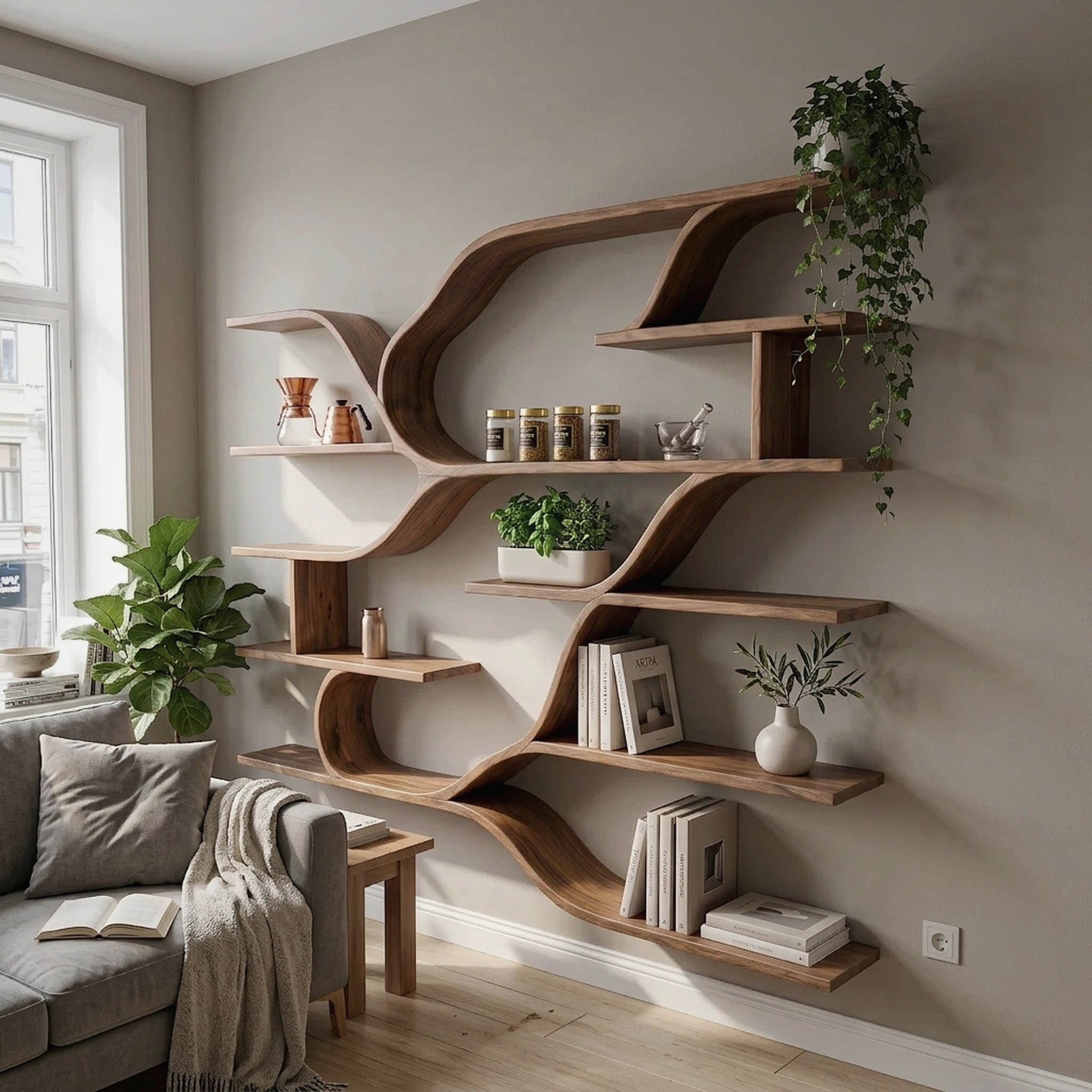 Farmhouse Floating Wood Shelves for Kitchen