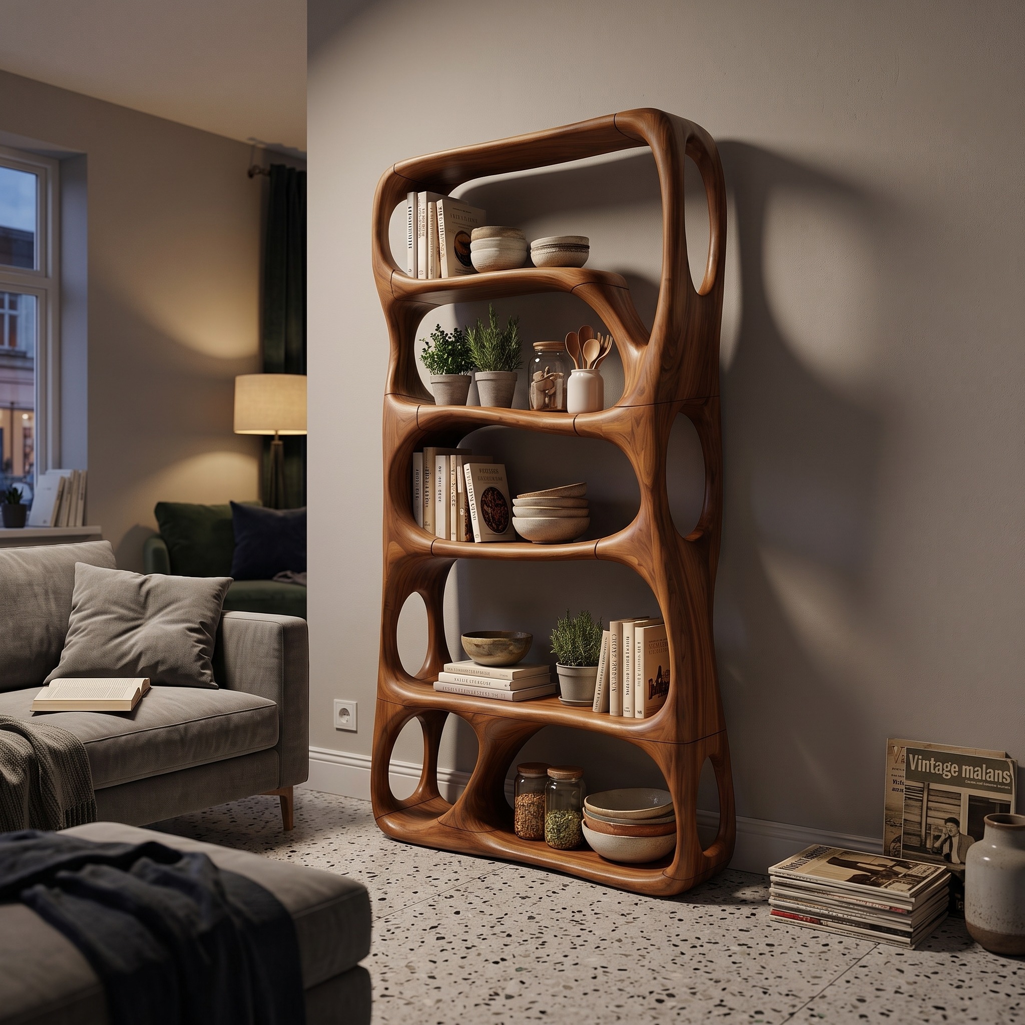 Farmhouse Handcrafted Bookcase, Solid Wood Bookshelf Storage Organizer Unit for Living Room & Study Home Office