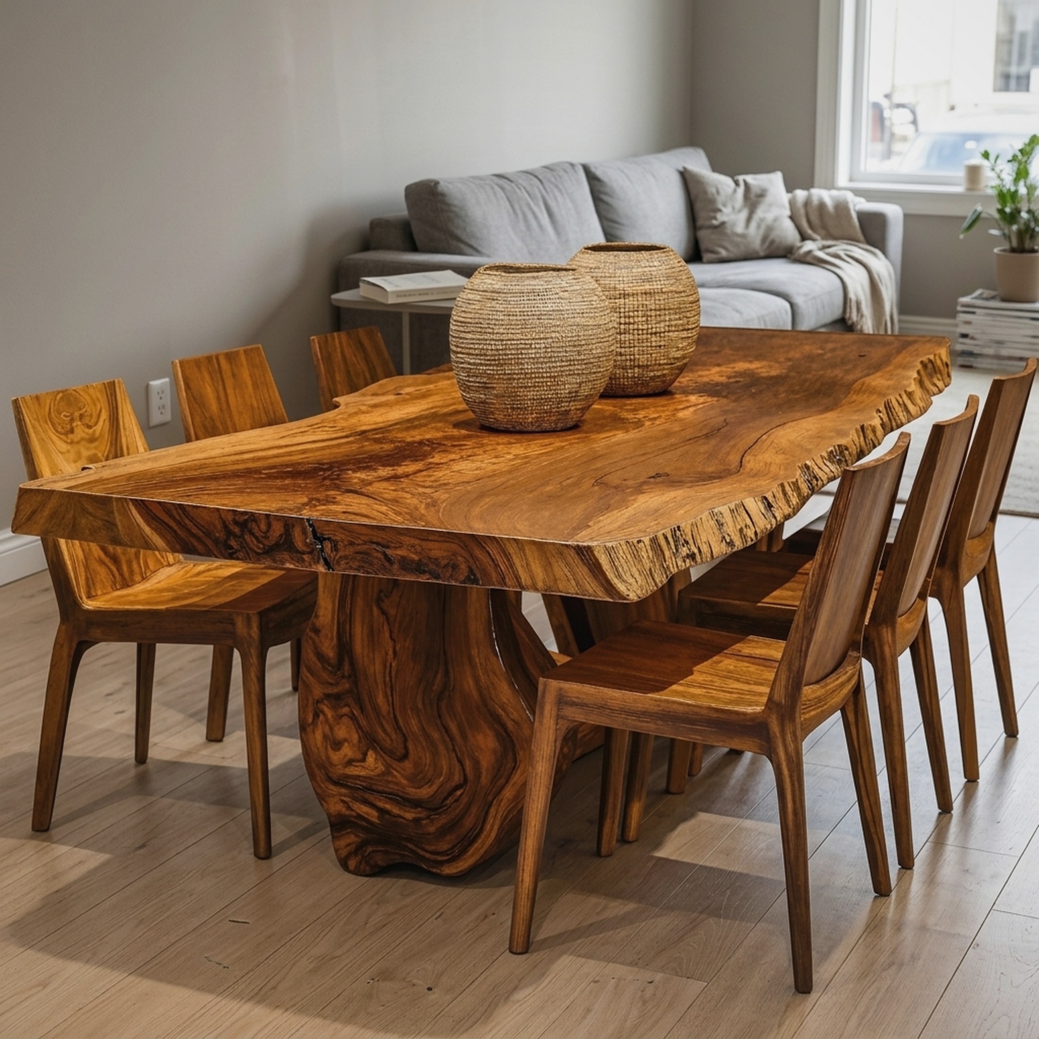 Farmhouse Large Natural Wood Dining Table for Holiday Gatherings