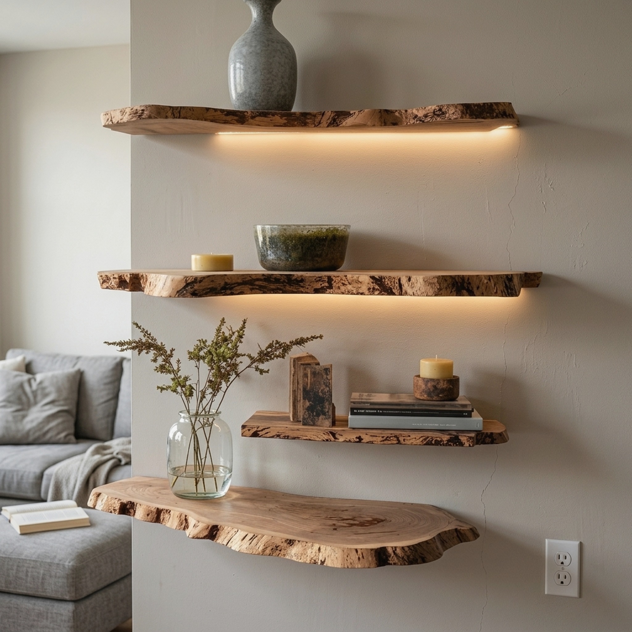 Farmhouse Live Edge Floating Shelf Charming Bedroom Style