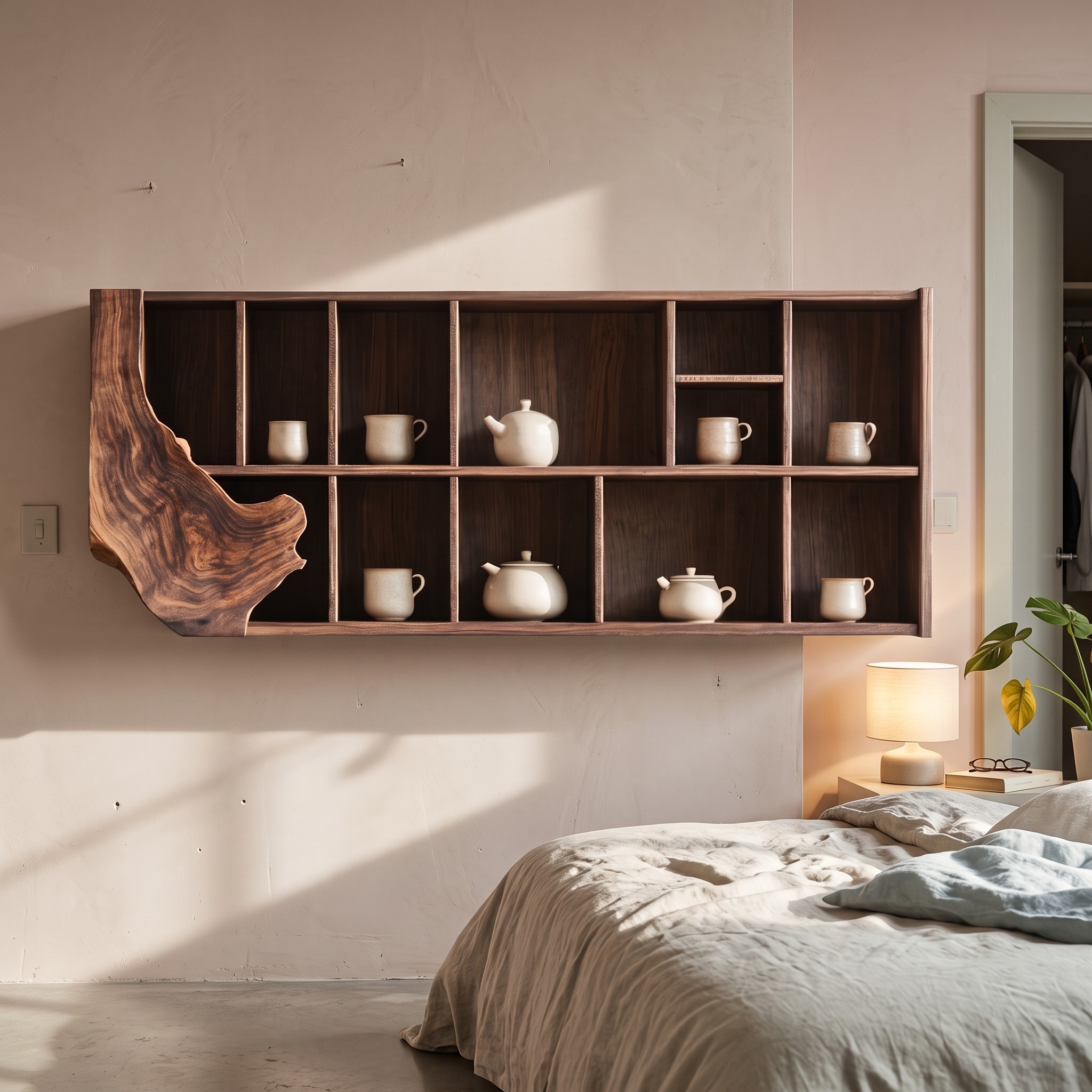 Farmhouse Live Edge Floating Shelf, Rustic Solid Wood Wall Shelf for Kitchen, Bathroom, Living Room Decor Display