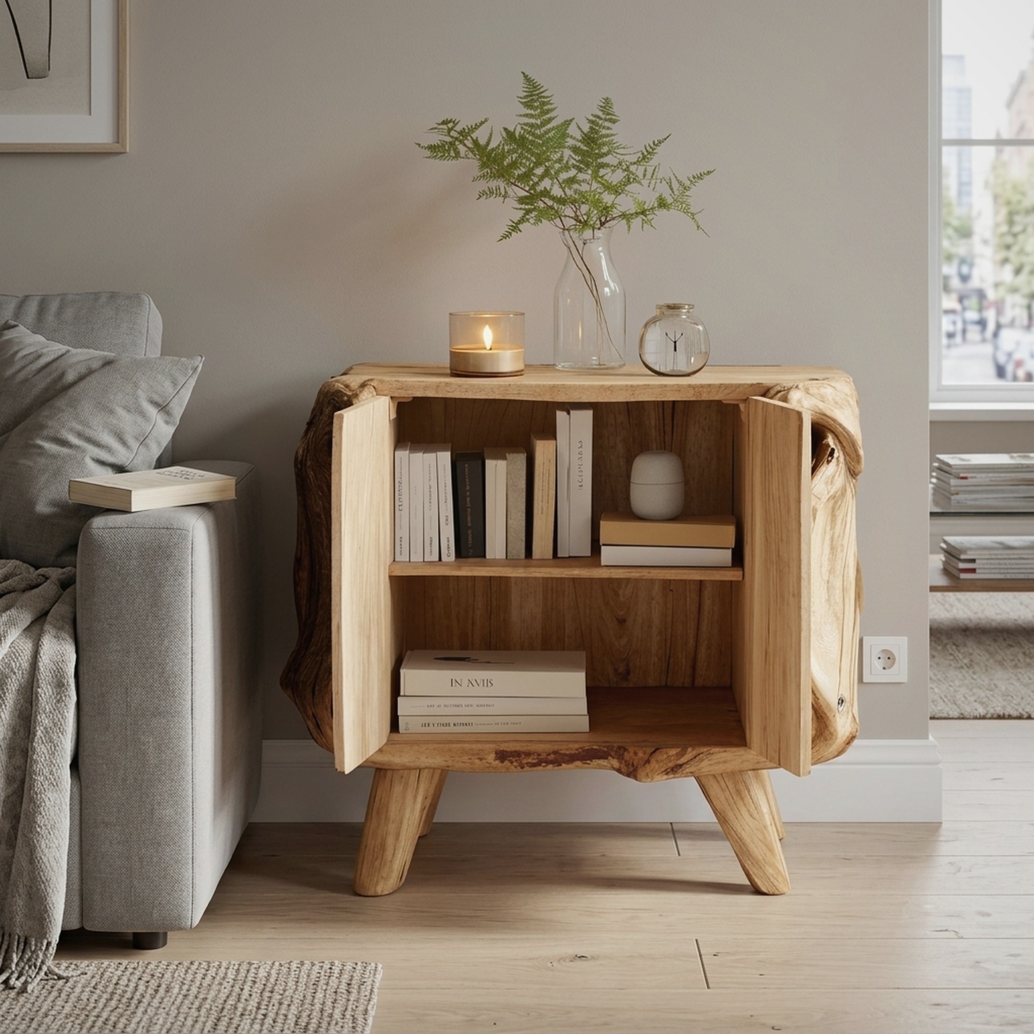 Farmhouse Live Edge Nightstand for Natural Bedroom Vibe