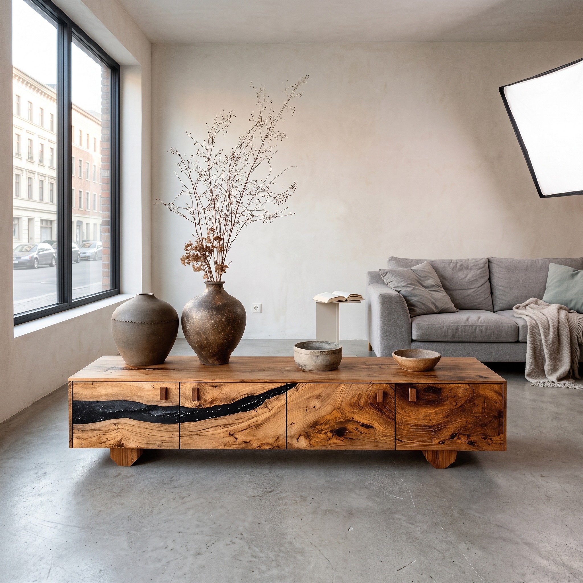 Farmhouse Live Edge TV Cabinet, Rustic Solid Wood Media Console & Bedroom Entertainment Center