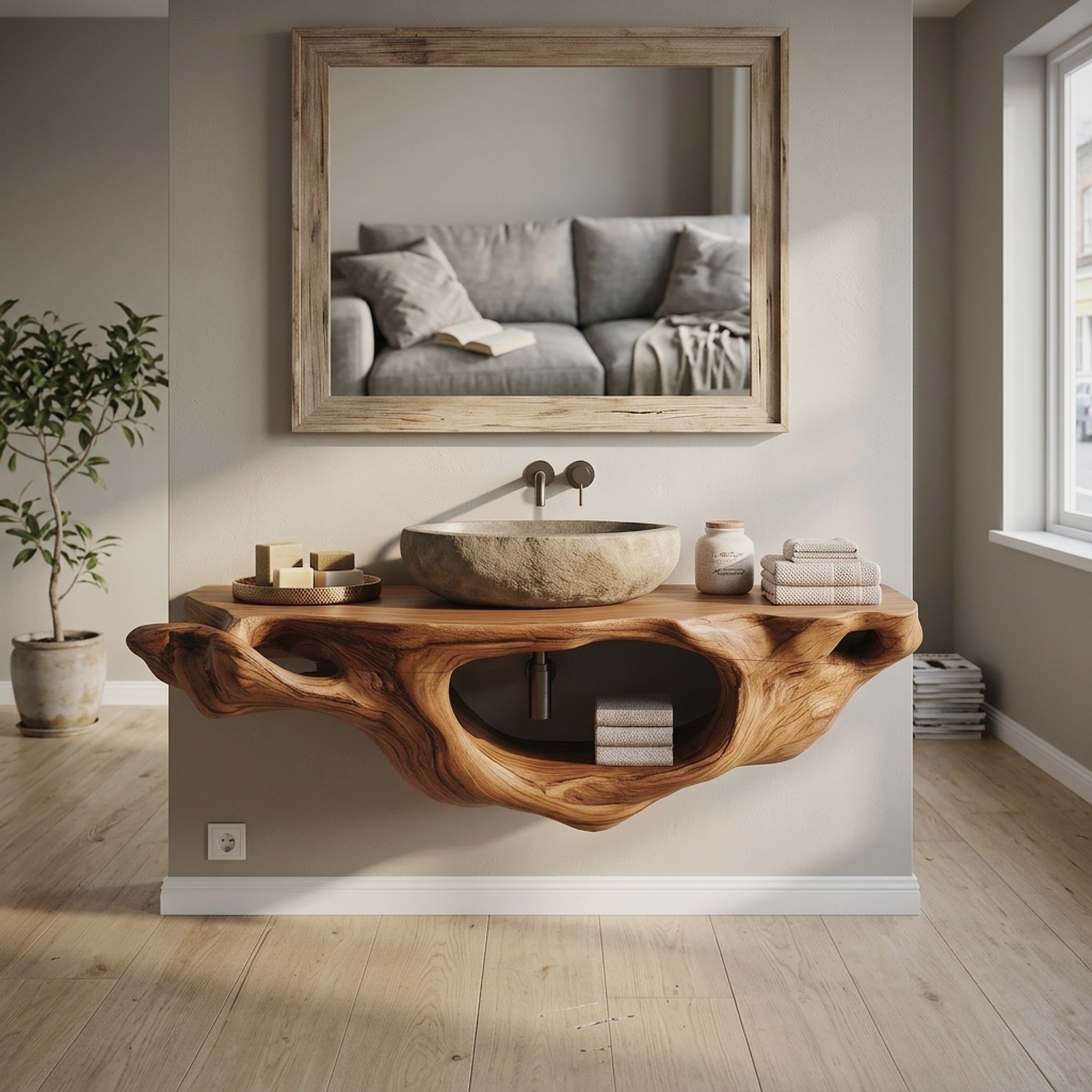 Farmhouse Live Edge Vanity for Bathroom Decor Ideas