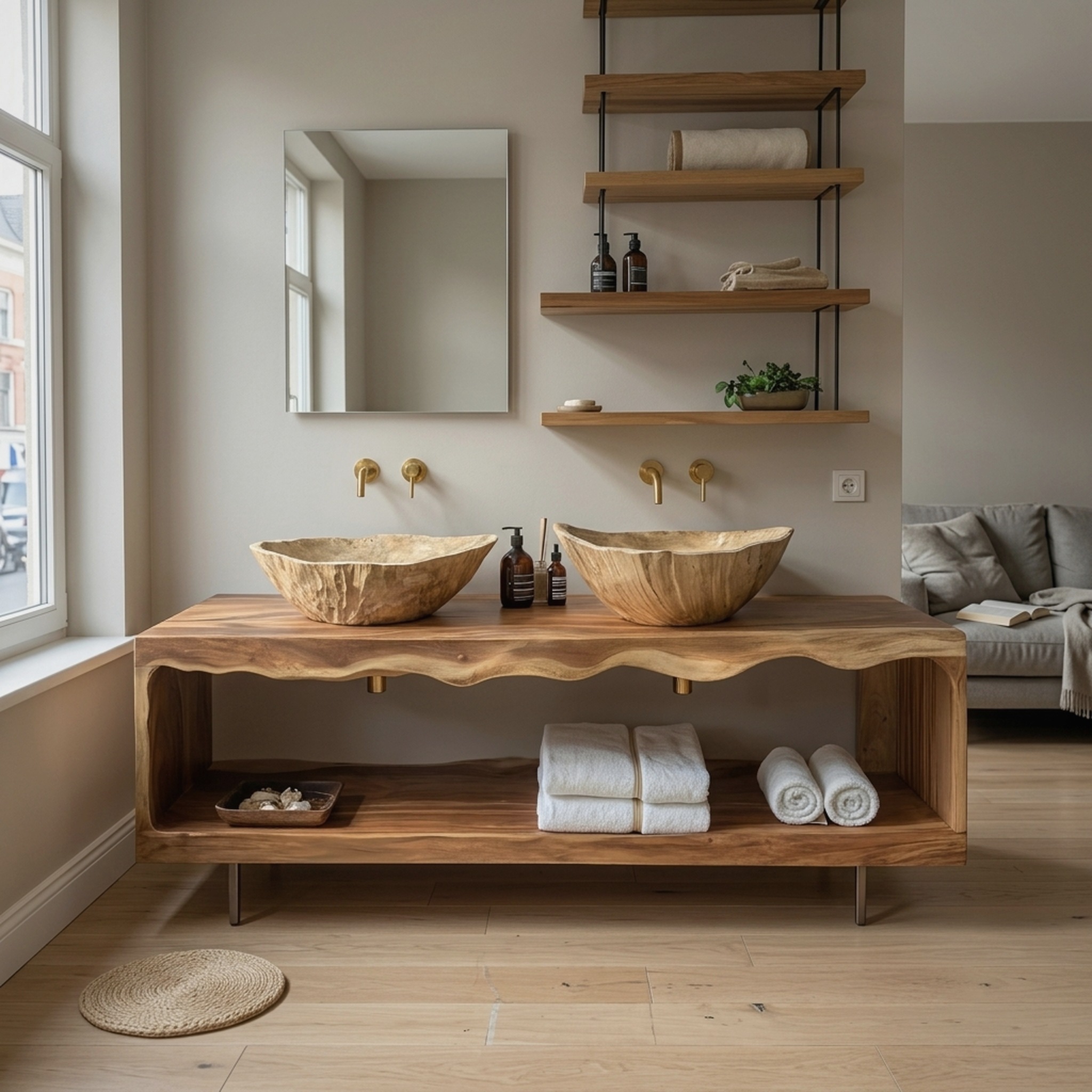 Farmhouse Live Edge Vanity for Bathroom Wall Decor