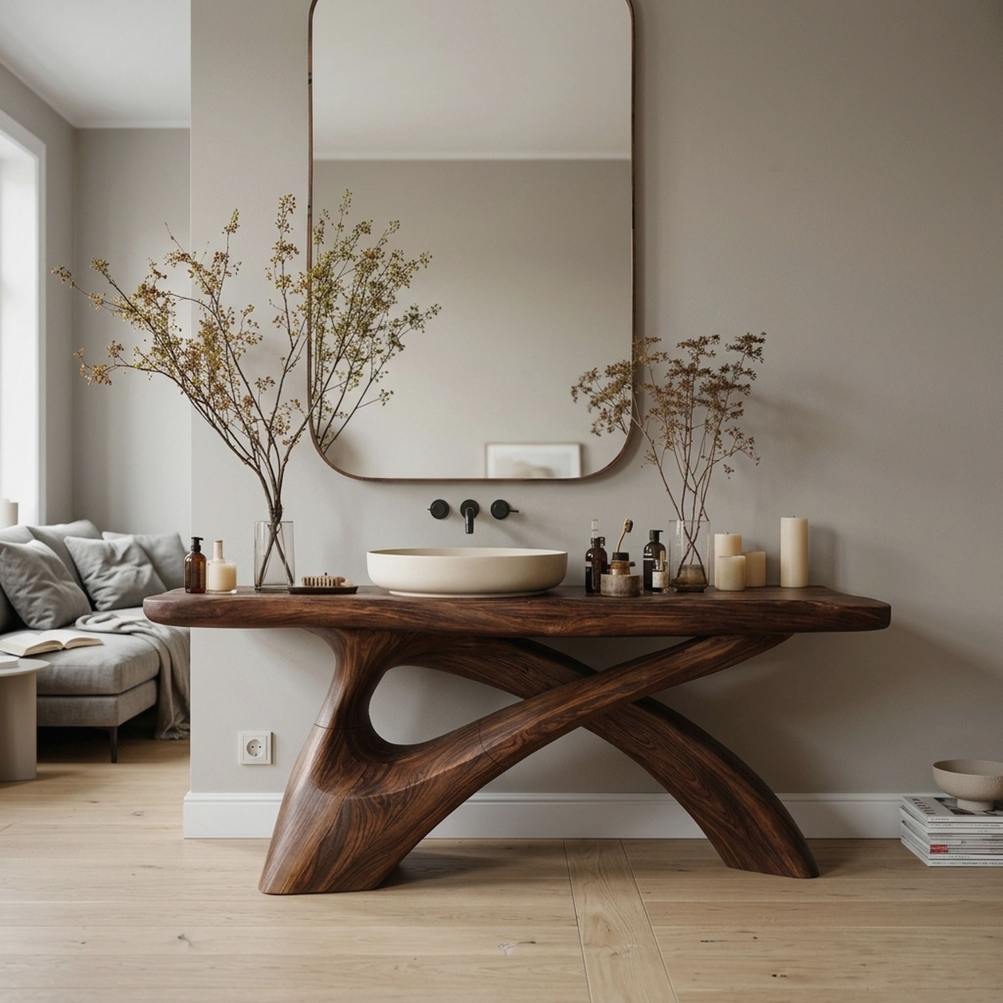 Farmhouse Live Edge Vanity for Cozy Bathroom