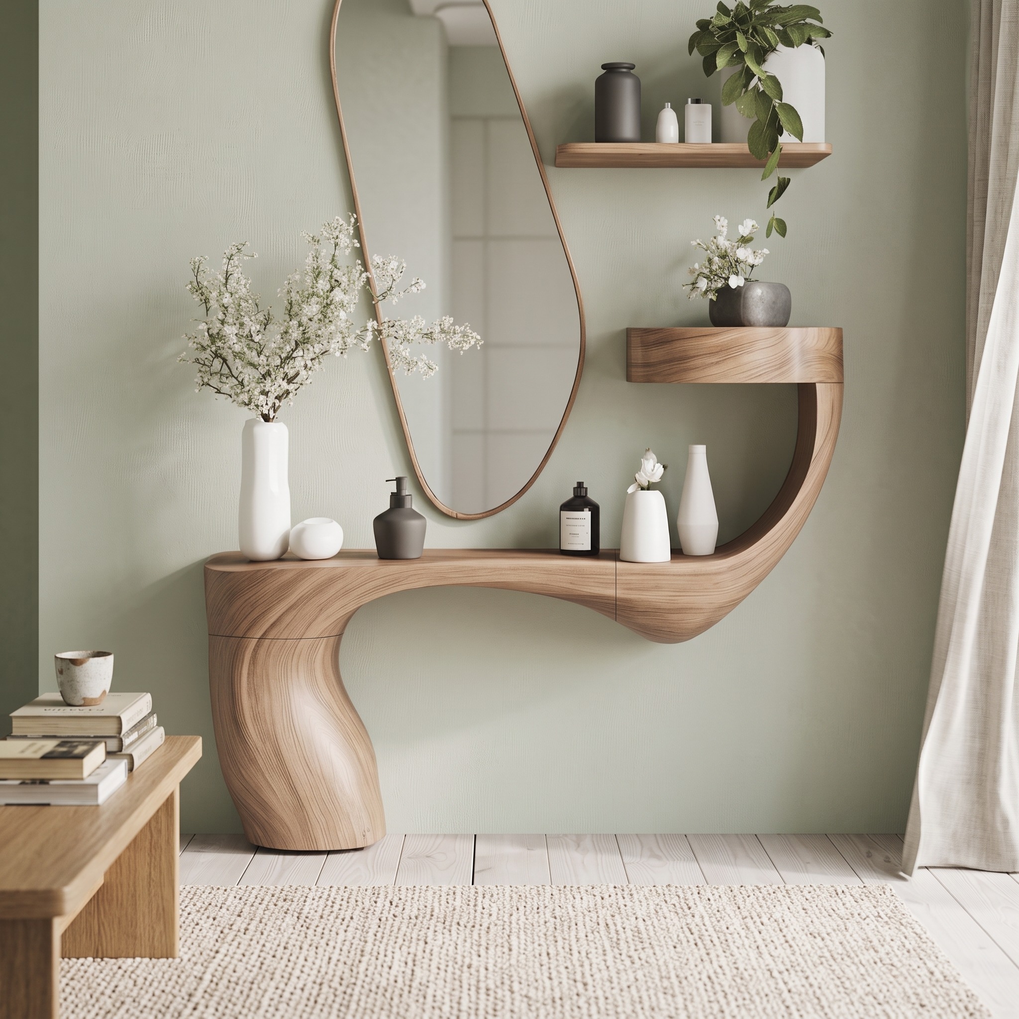 Farmhouse Live Edge Vanity, Solid Wood Floating Bathroom Vanity Shelf, Rustic Wood Sink Countertop