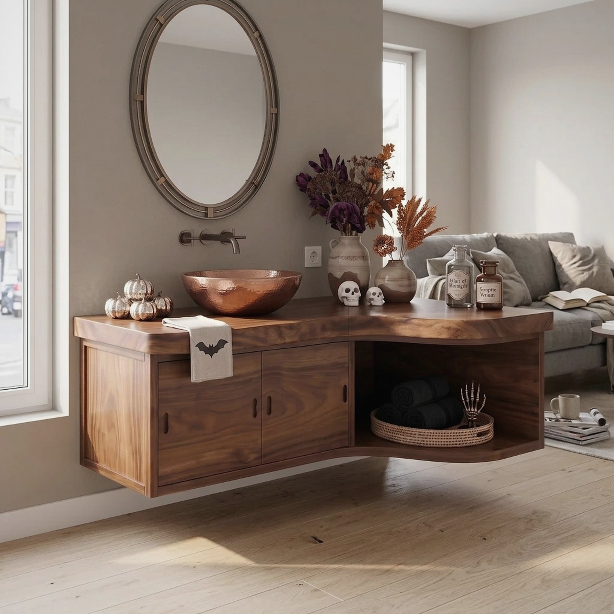 Farmhouse Pumpkin Bathroom Vanity Wellness Room