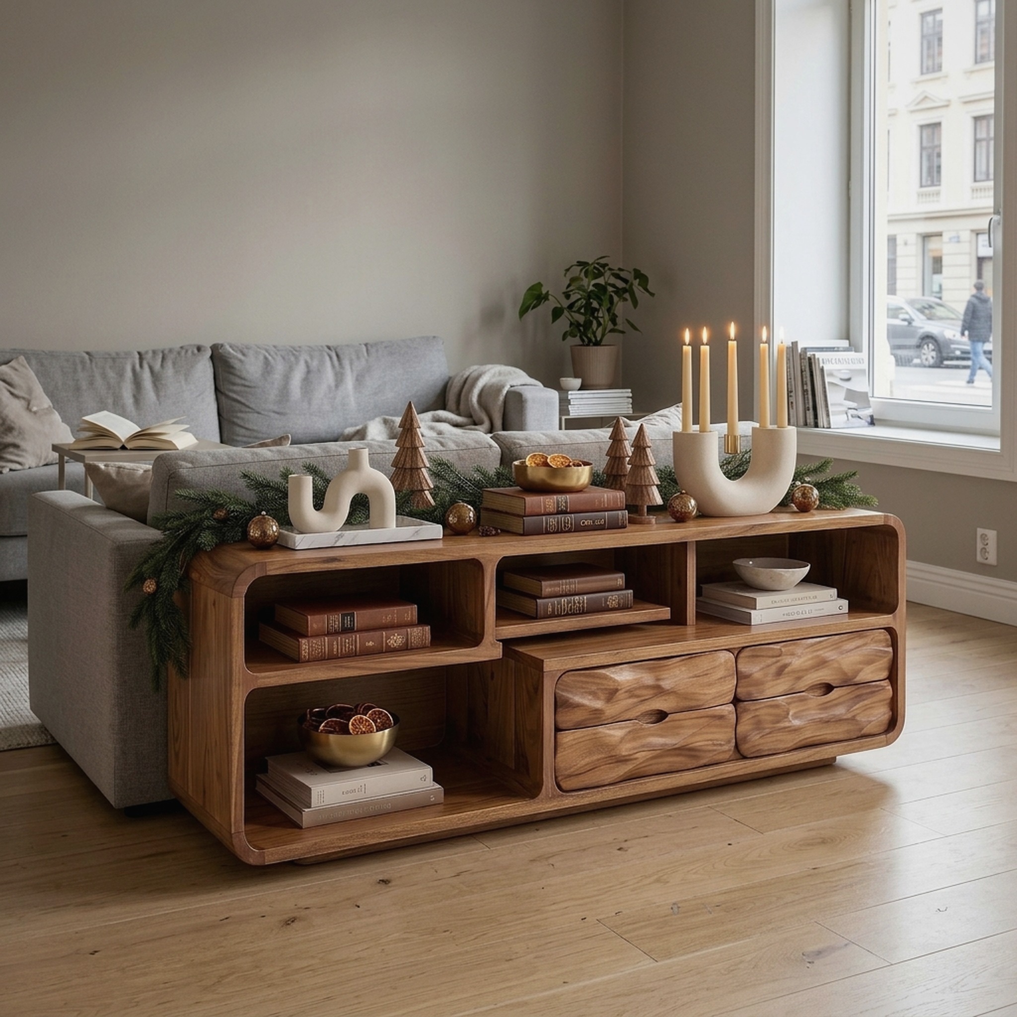 Farmhouse Reindeer Behind Couch Table Living Room