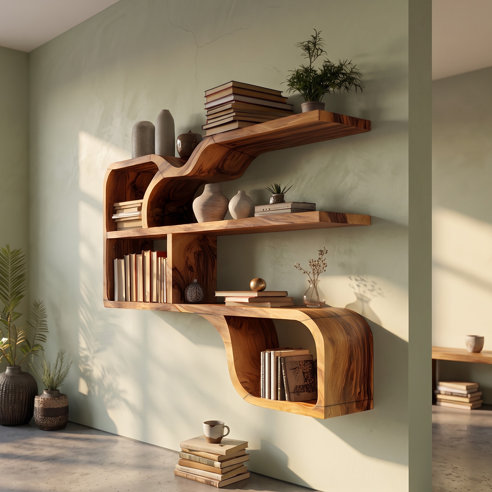 Farmhouse Rustic Wooden Wall Storage Shelf, Handcrafted Floating Bathroom Organizer & Toiletries Display Rack
