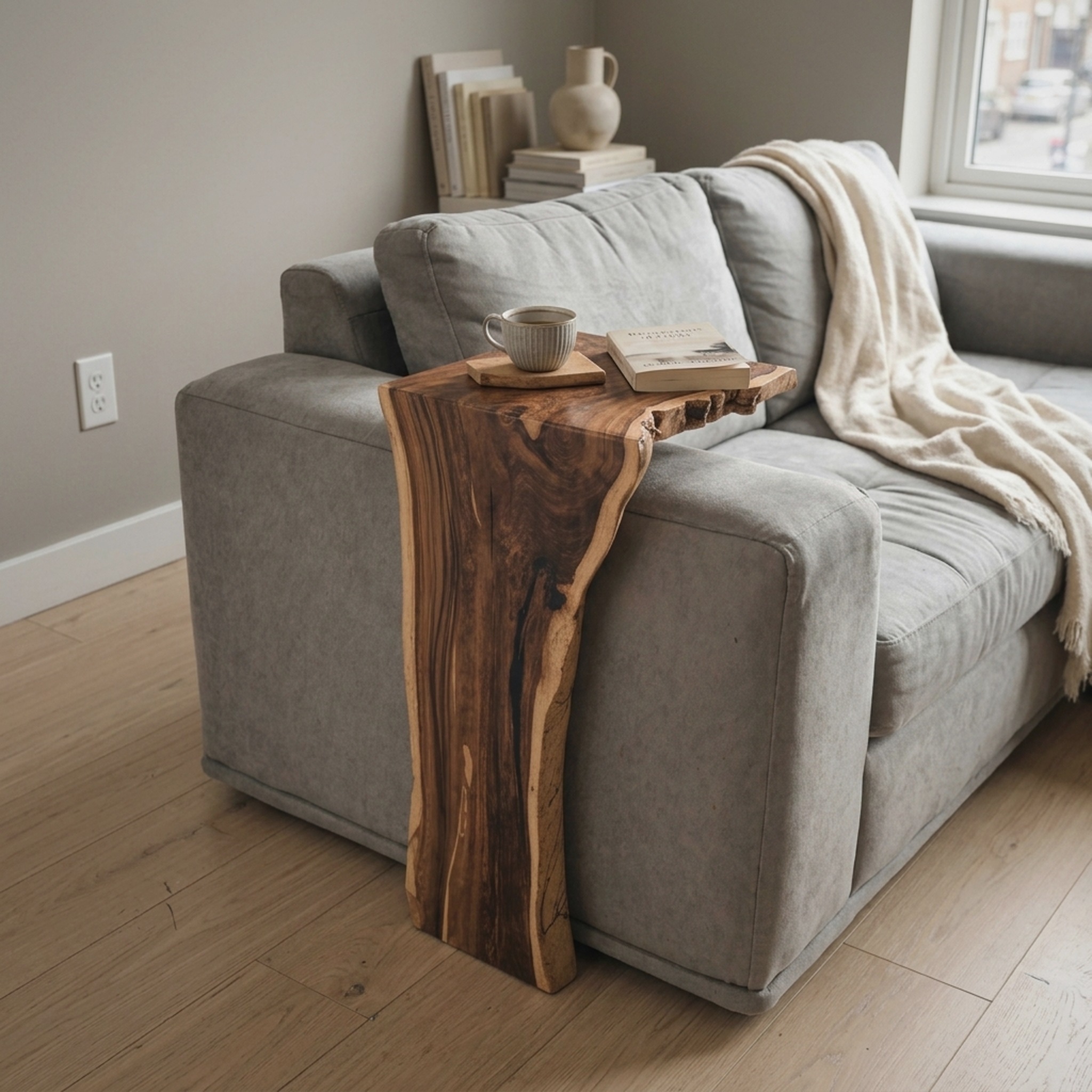 Farmhouse Sofa Armrest Table for Practical Storage and Style