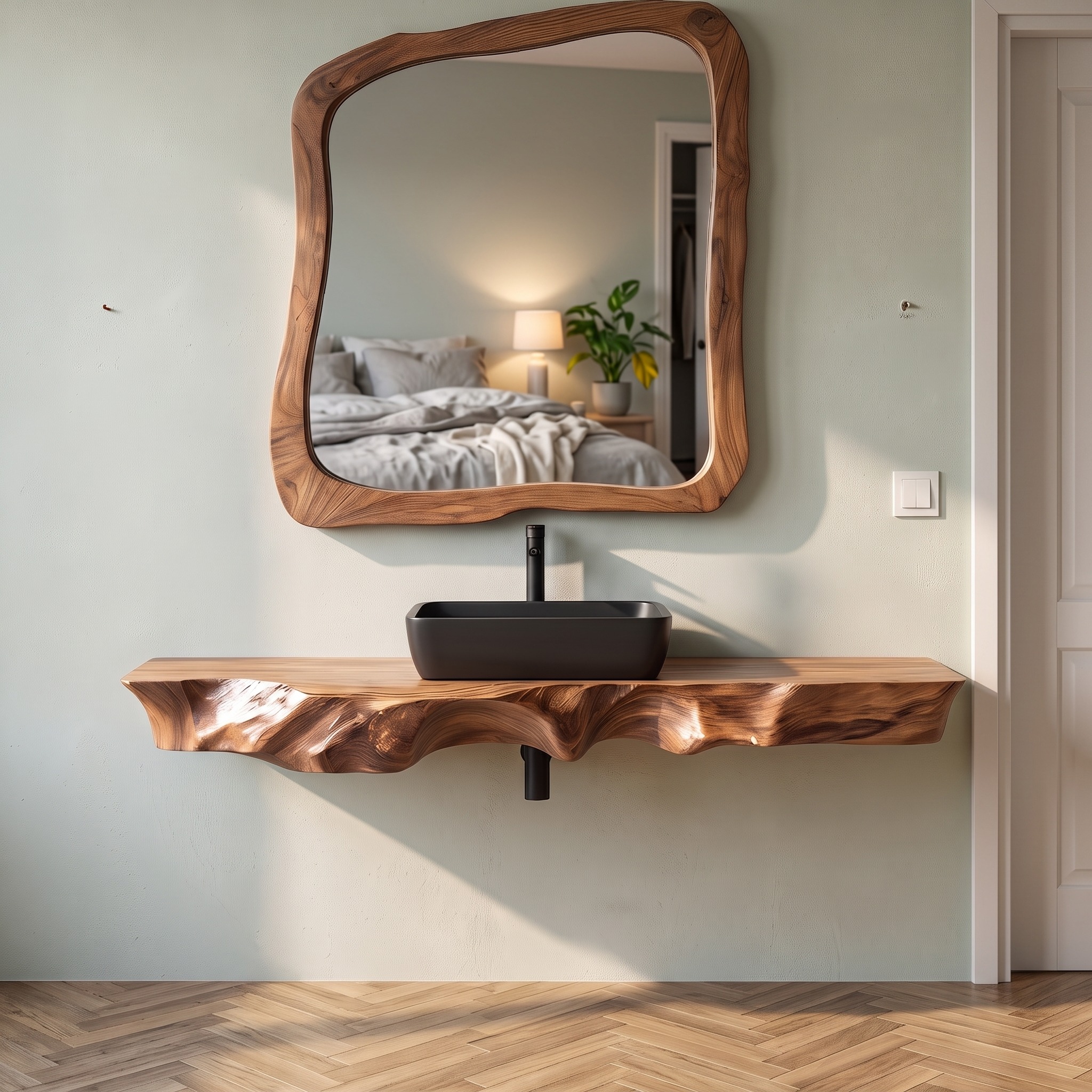 Farmhouse Solid Wood Bathroom Vanity Console, Handcrafted Rustic Wooden Washbasin Cabinet Base with Shelf