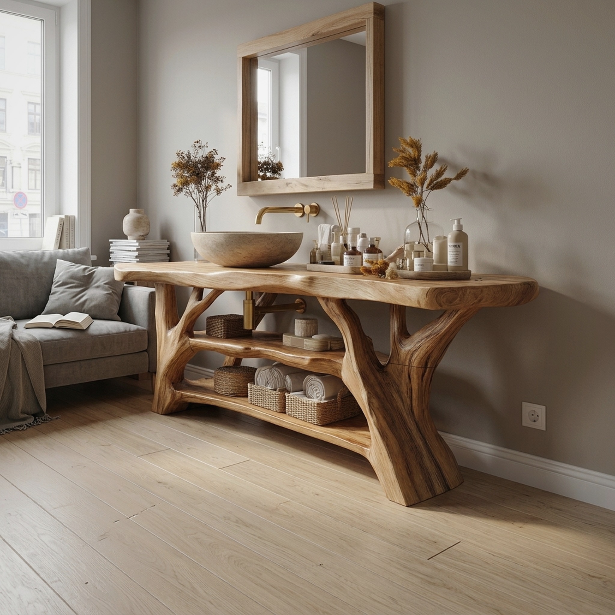 Farmhouse Solid Wood Bathroom Vanity for Farmhouse Furniture Interior