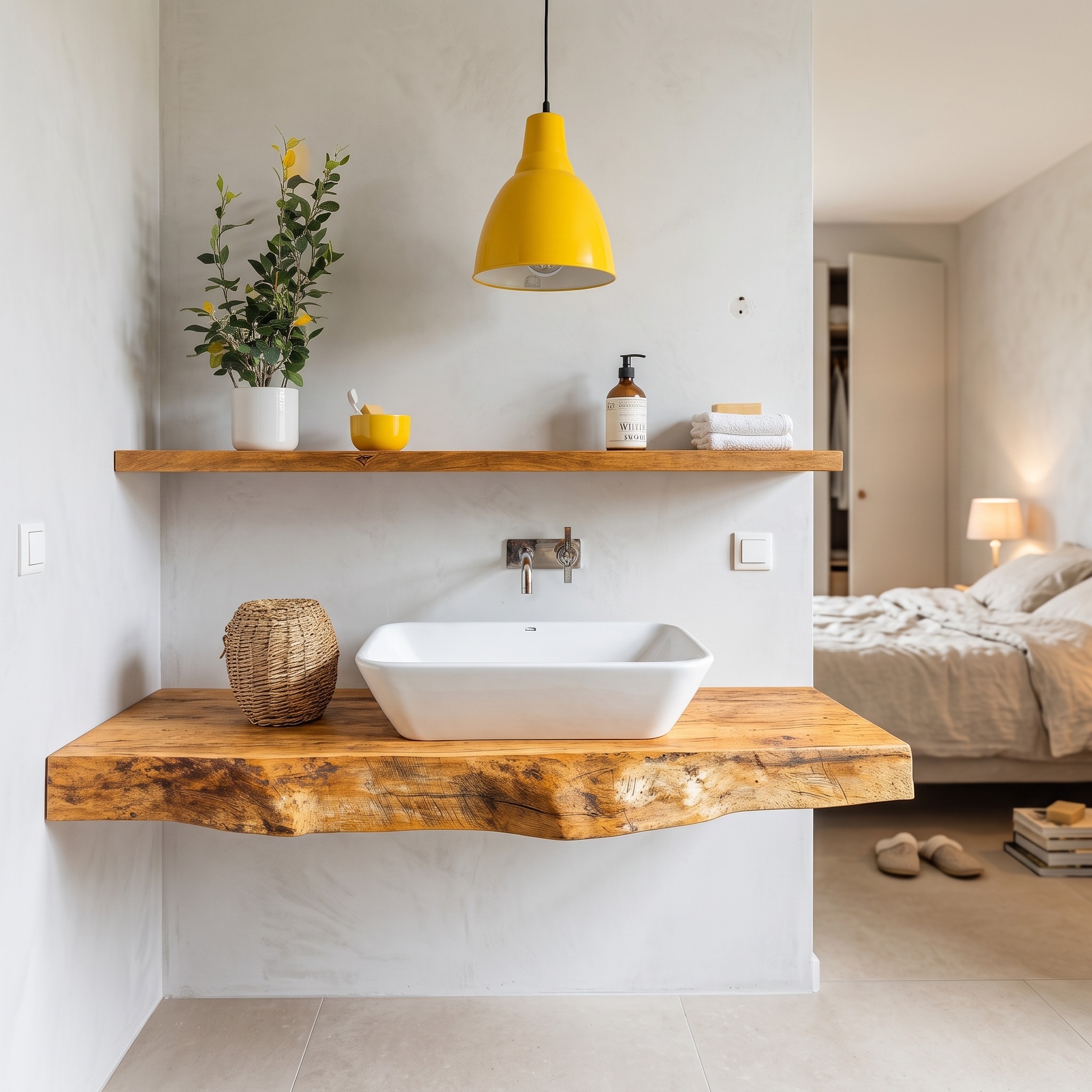 Farmhouse Solid Wood Bathroom Vanity, Rustic Wall Mounted Floating Under-Sink Storage Cabinet