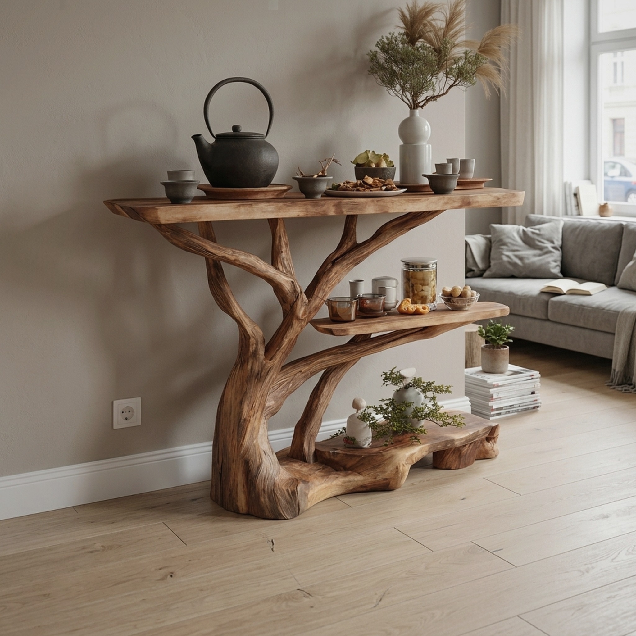 Farmhouse Solid Wood Console Table for Cozy Entryway Furniture Design