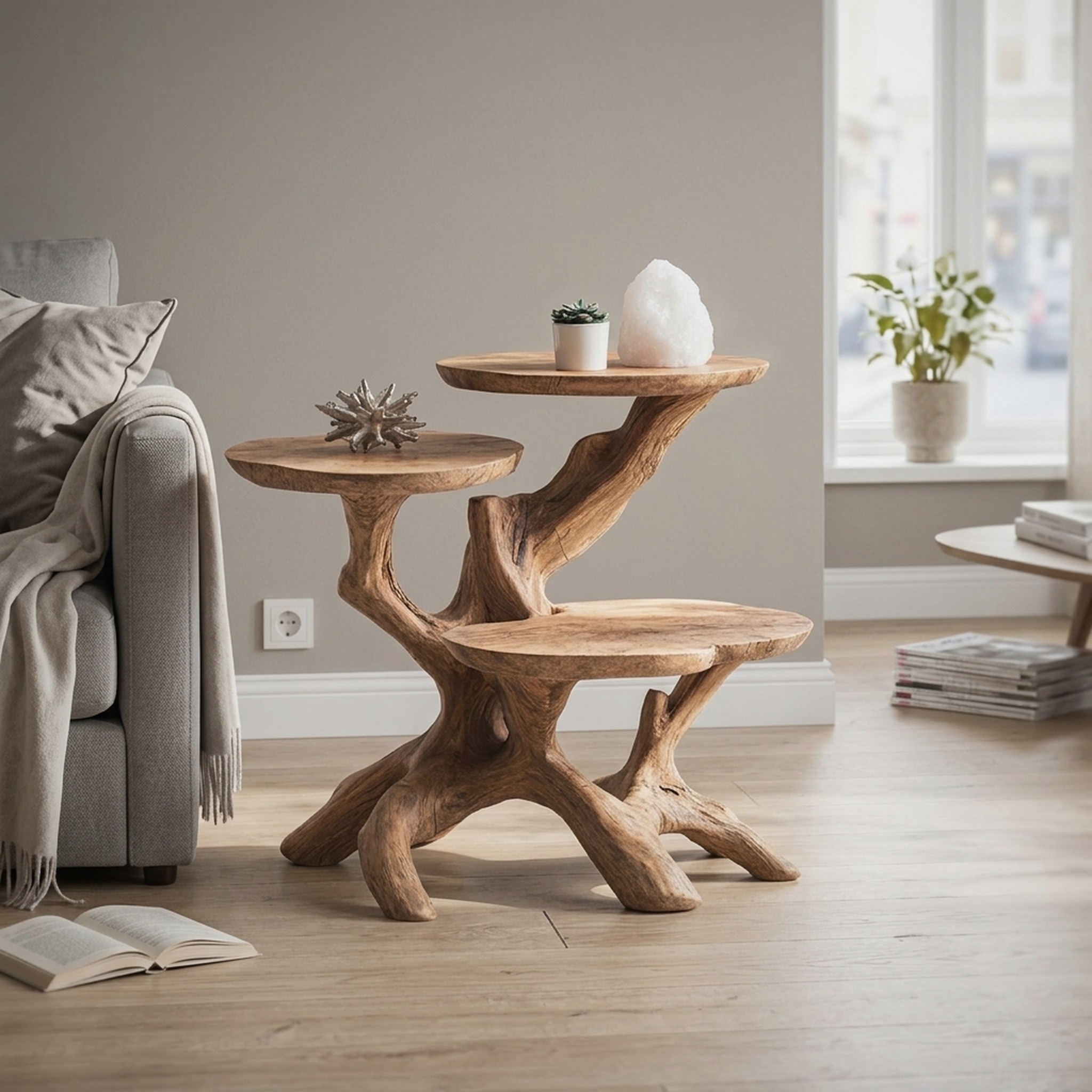 Farmhouse Solid Wood End Table for Living Room