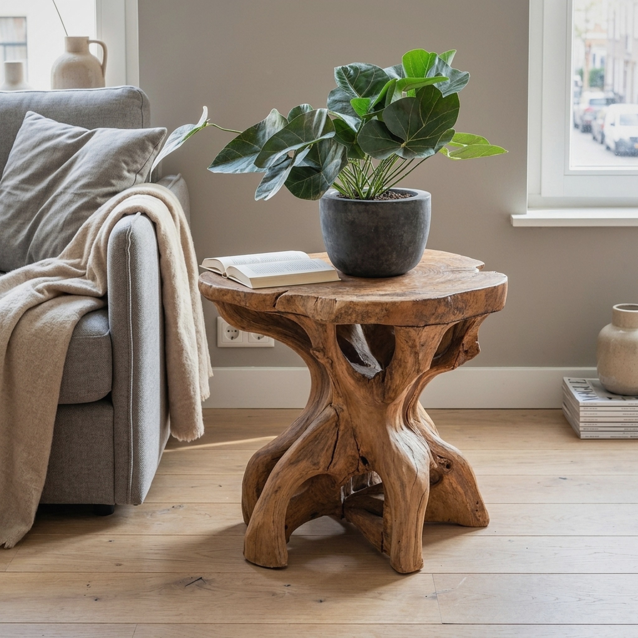 Farmhouse Solid Wood End Table Handmade Table