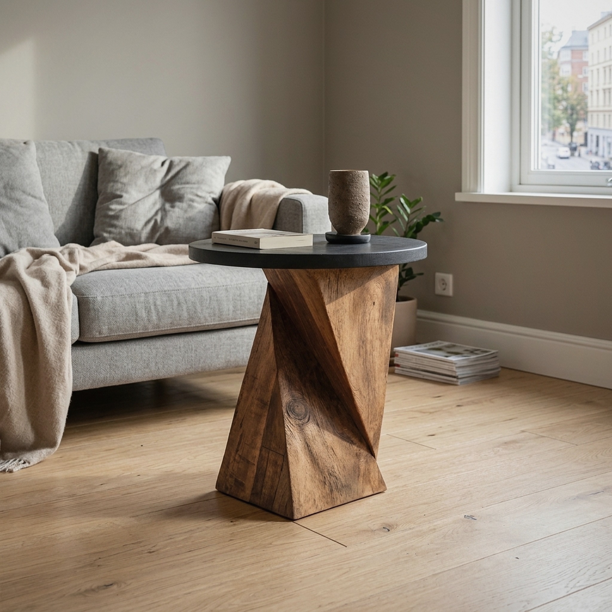 Farmhouse Solid Wood End Table, Rustic Side Bedside Table Nightstand with Storage Shelf for Cozy Bedroom & Living Room Accent