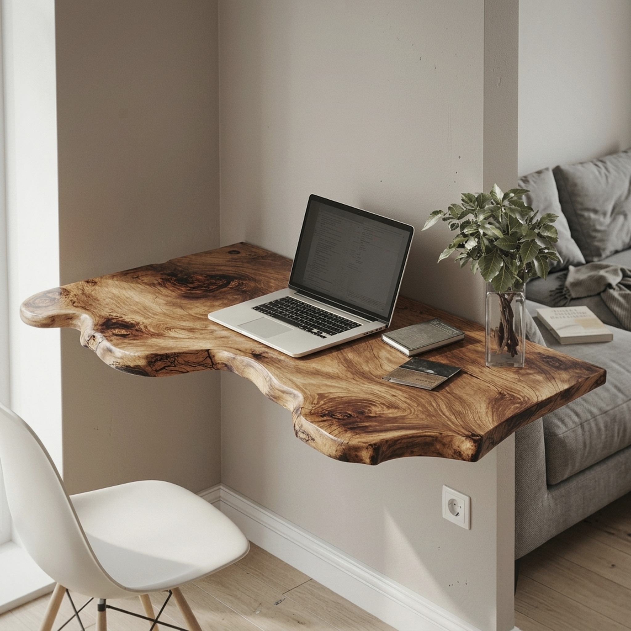 Farmhouse Solid Wood Floating Desk for Aesthetic Interior Decoration