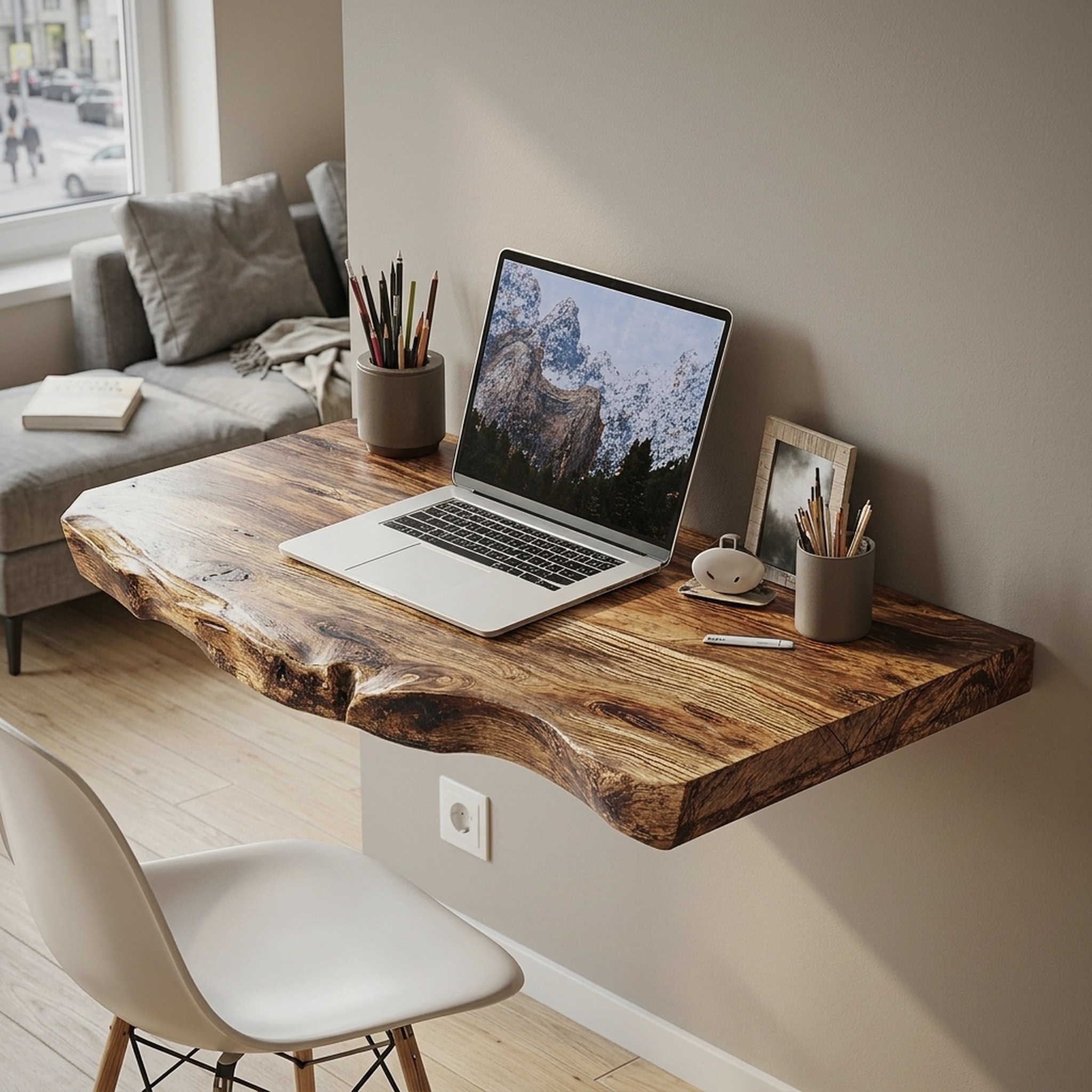 Farmhouse Solid Wood Floating Desk for Nature Inspired Home Styling