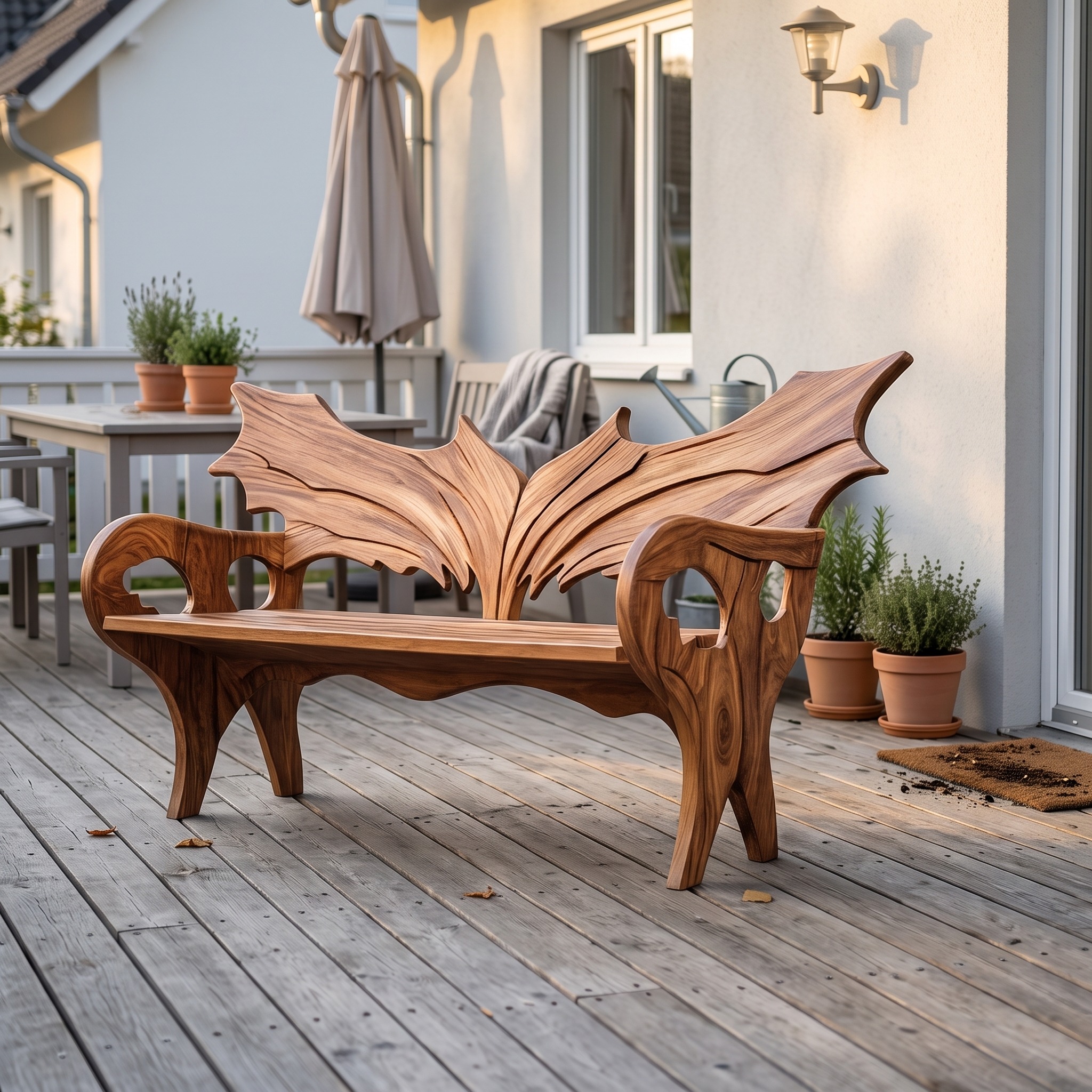 Farmhouse Solid Wood Halloween Bench, Festive Spooky Outdoor Garden Patio Bench, Gothic Carved Porch Seat Furniture