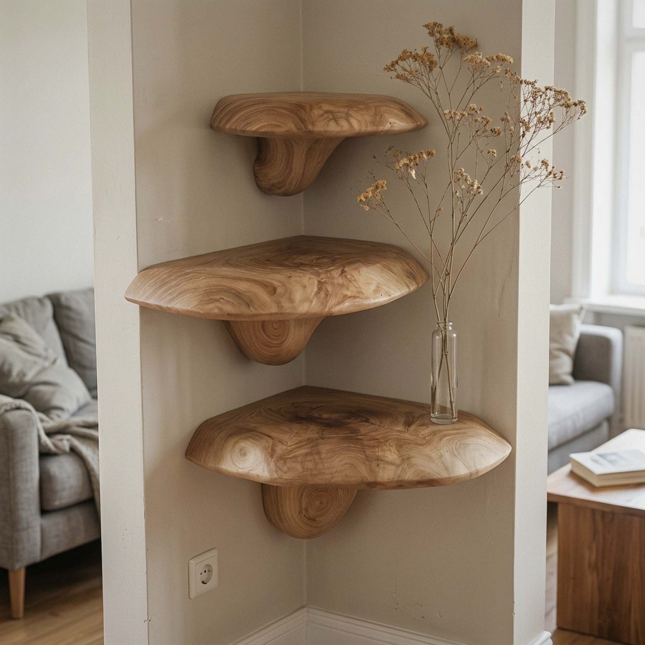 Farmhouse Solid Wood Mushroom Shelf for Bedroom Decor and Furniture Design