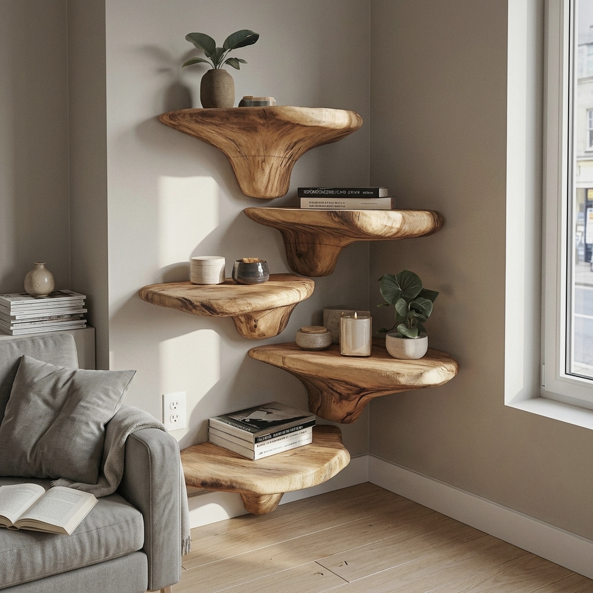 Farmhouse Solid Wood Mushroom Shelf for Entryway Wall Design