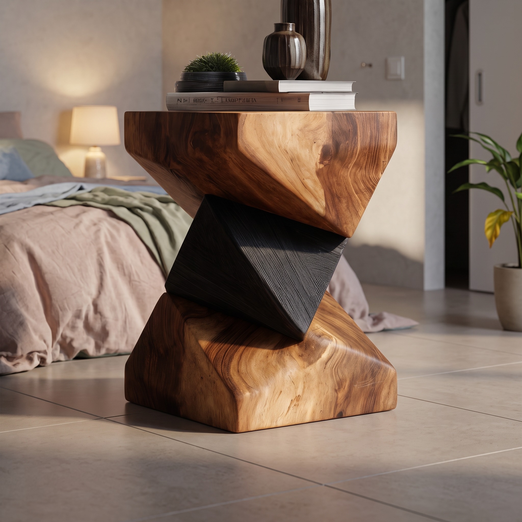 Farmhouse Solid Wood Side Table, Rustic End Table & Nightstand Accent Piece for Living Room Home Decor