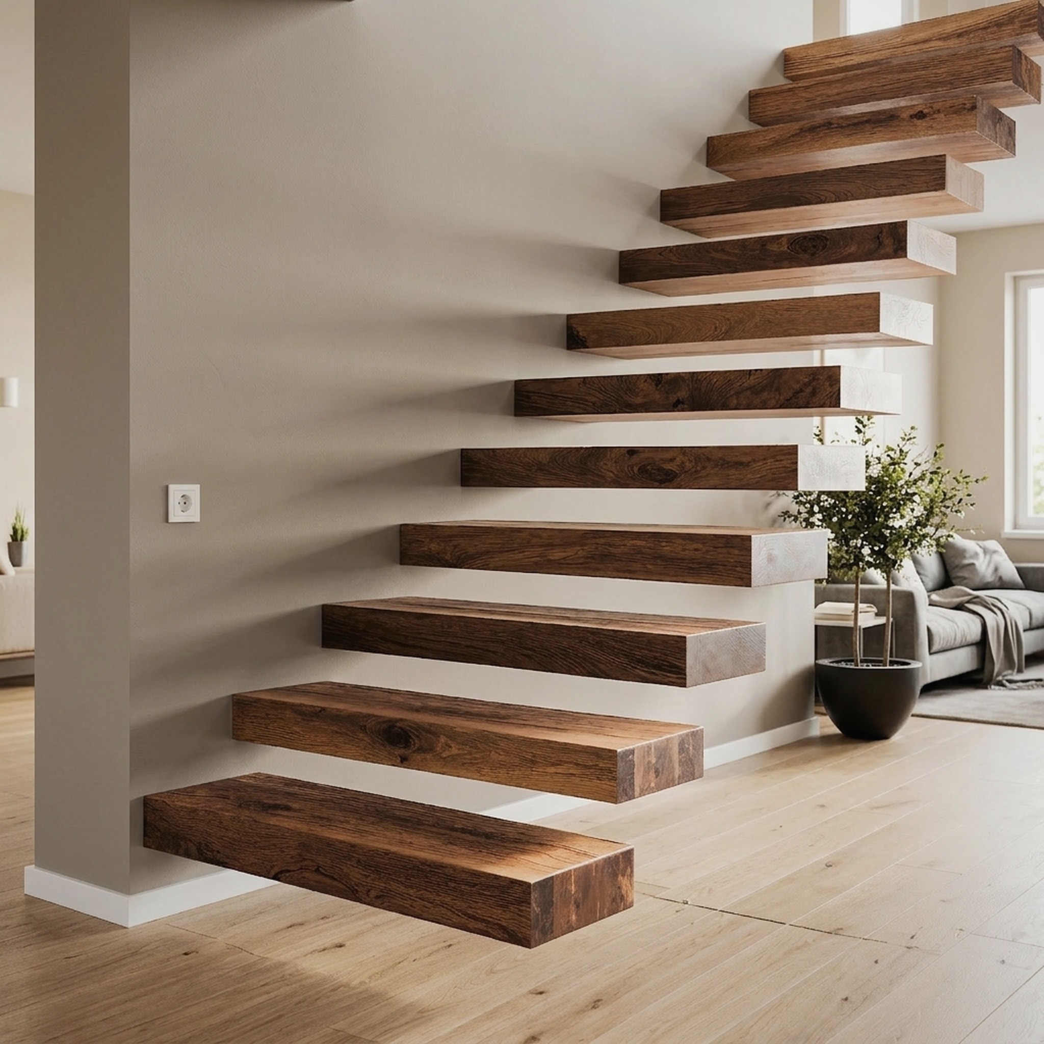 Farmhouse Solid Wood Stair Rustic Home Feature
