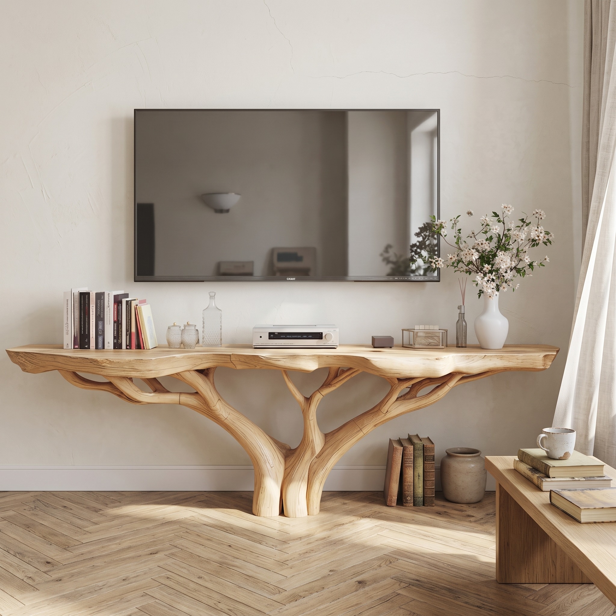 Farmhouse Solid Wood TV Cabinet Stand, Rustic Media Entertainment Center Console for Living Room
