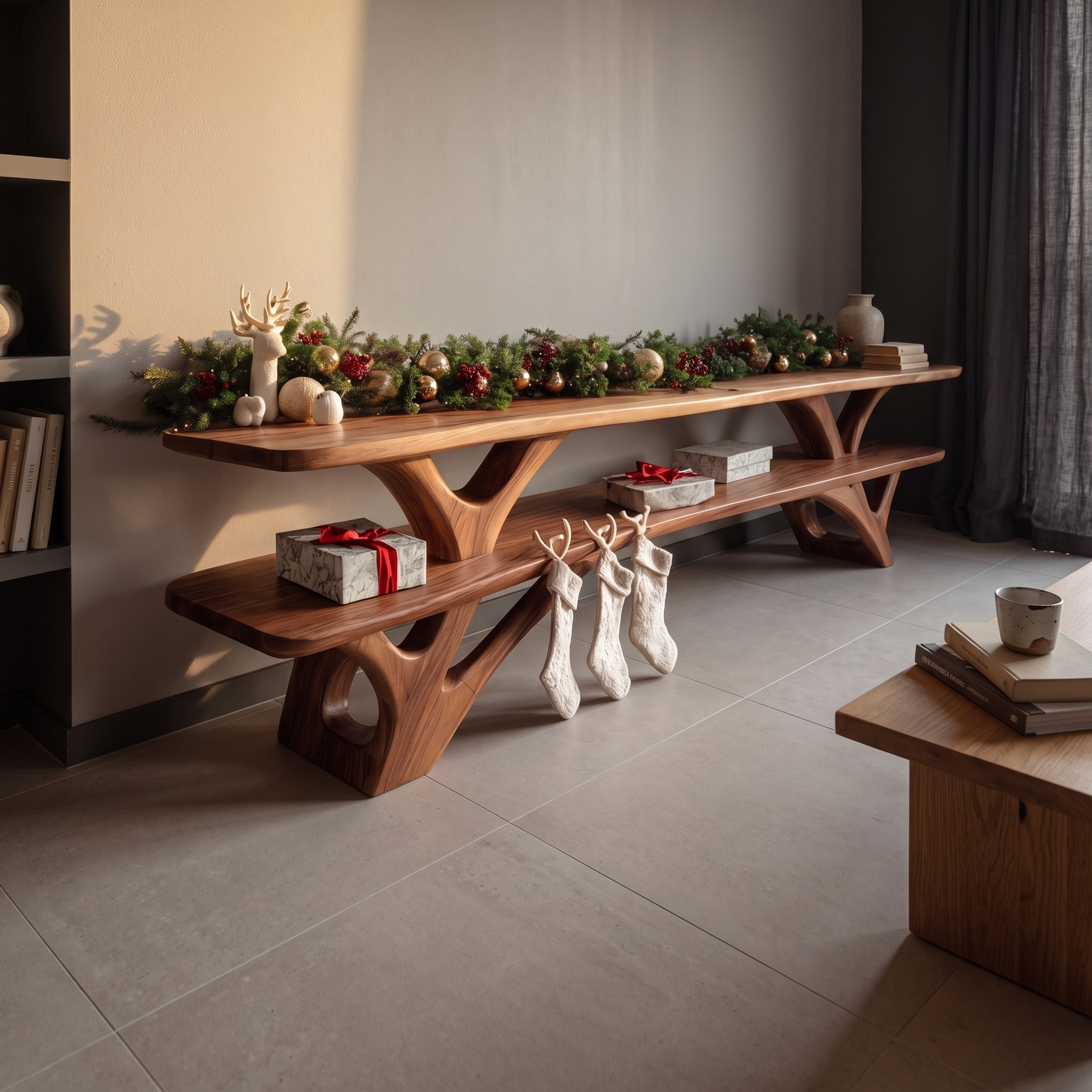 Farmhouse Solid Wood TV Console, Live Edge Media Stand & Entryway Credenza for Living Room