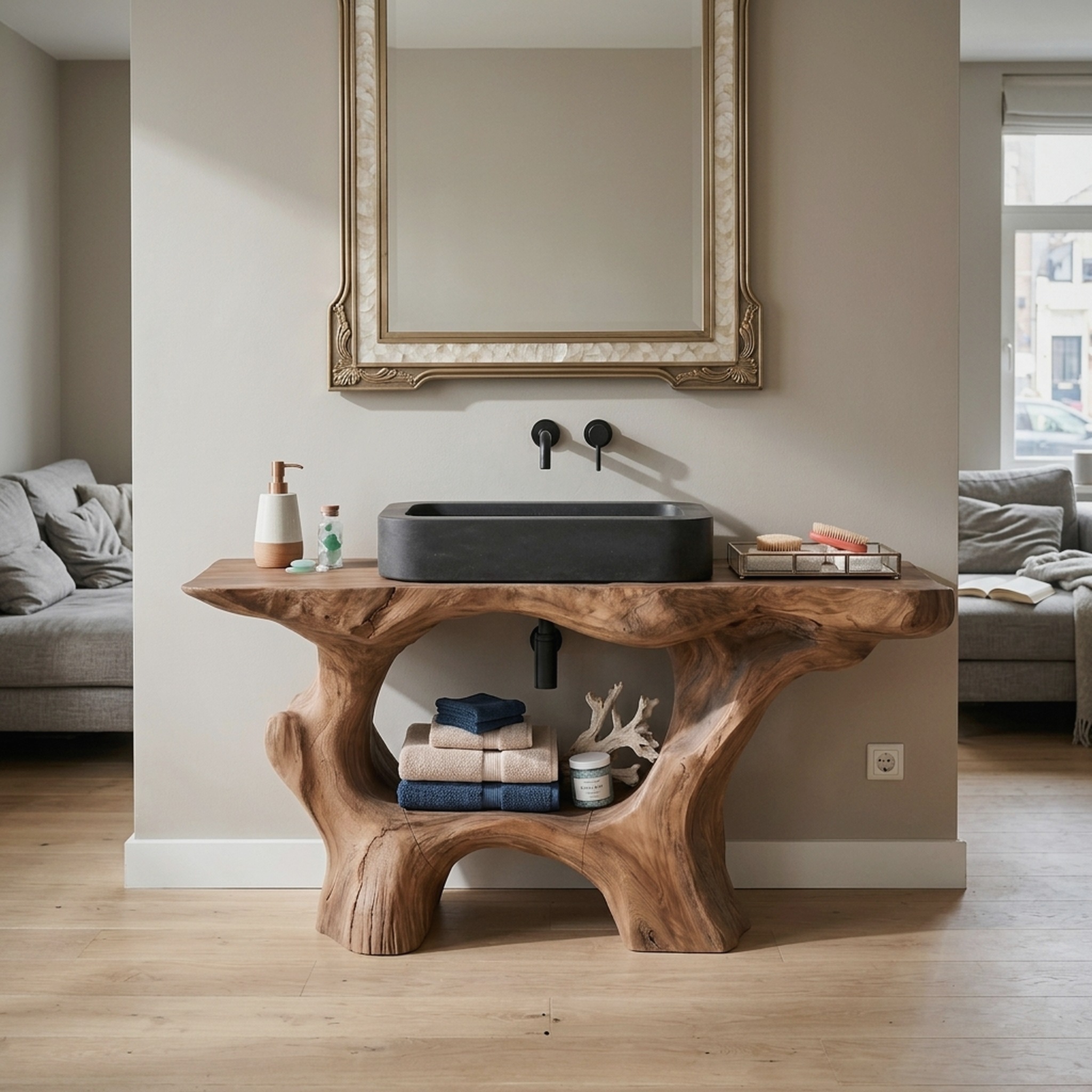 Farmhouse Solid Wood Vanity for Rustic Bathroom