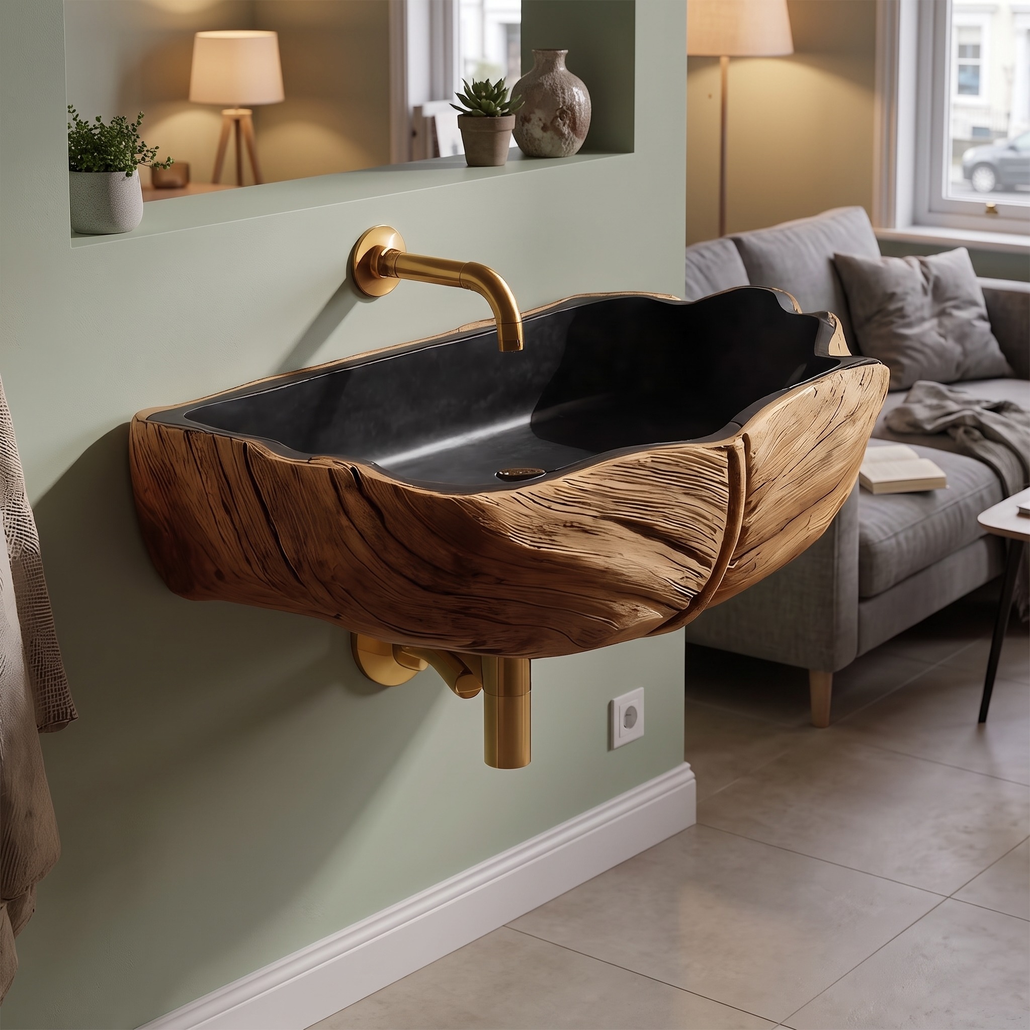 Farmhouse Solid Wood Vanity Sink, Handcrafted Rustic Wooden Bathroom Vanity Cabinet & Storage Console for Cozy Decor