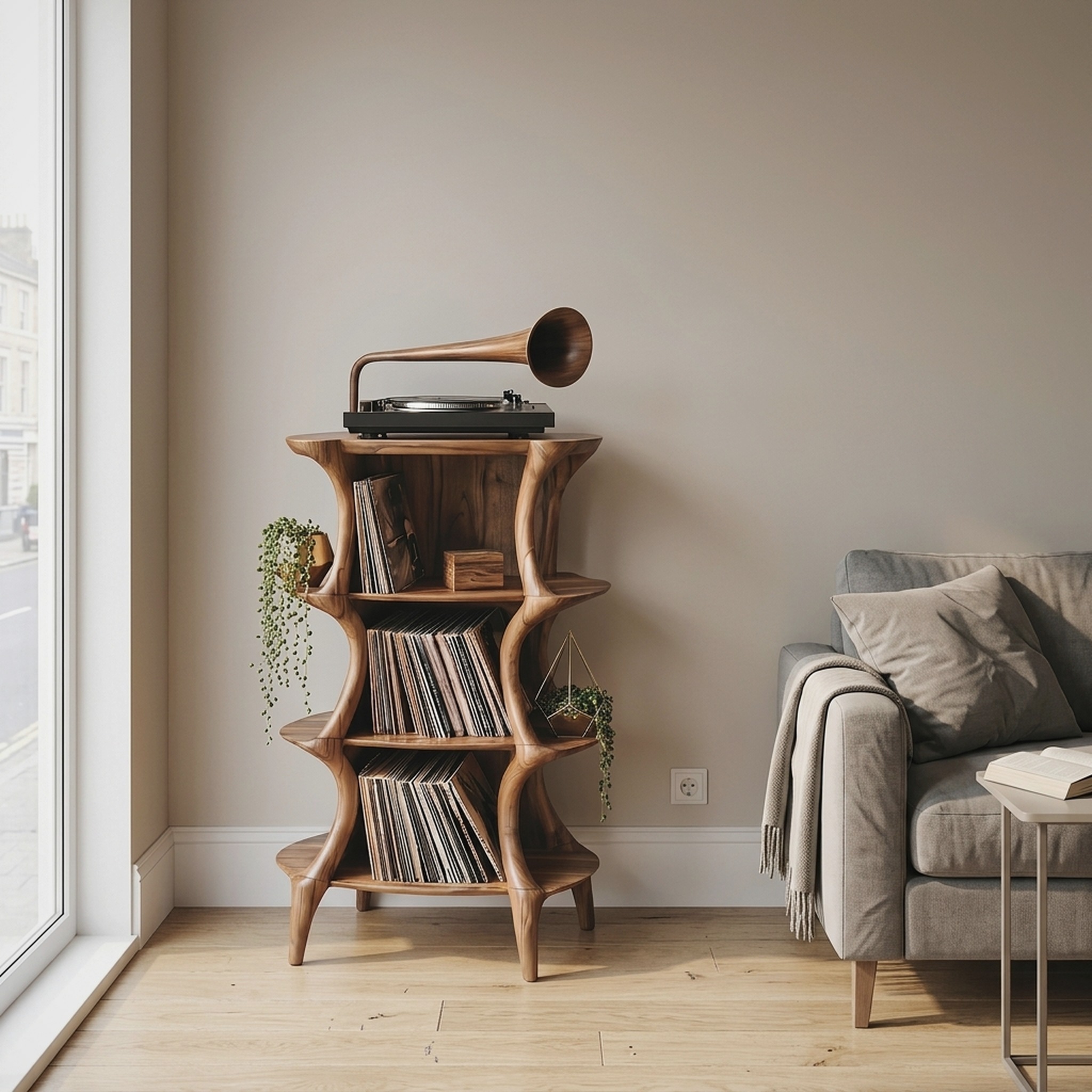 Farmhouse Style Record Stand for Entryway Design