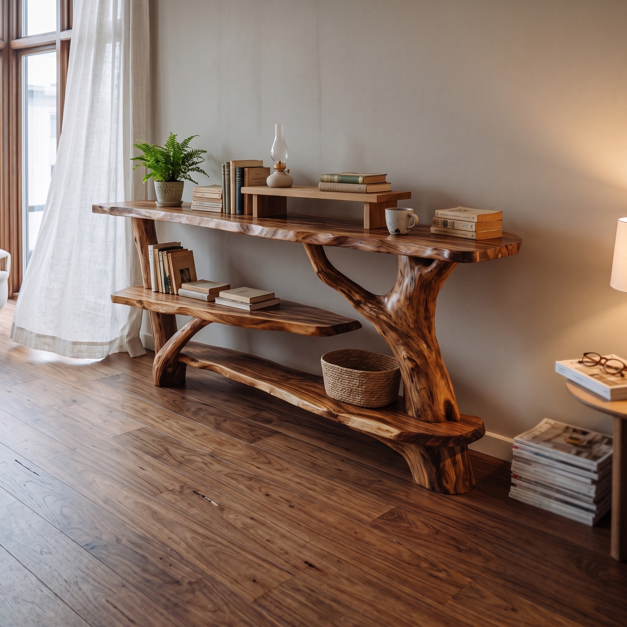 Farmhouse Wooden Console Table, Rustic Solid Wood Entryway Foyer Table, Behind Sofa Table for Living Room