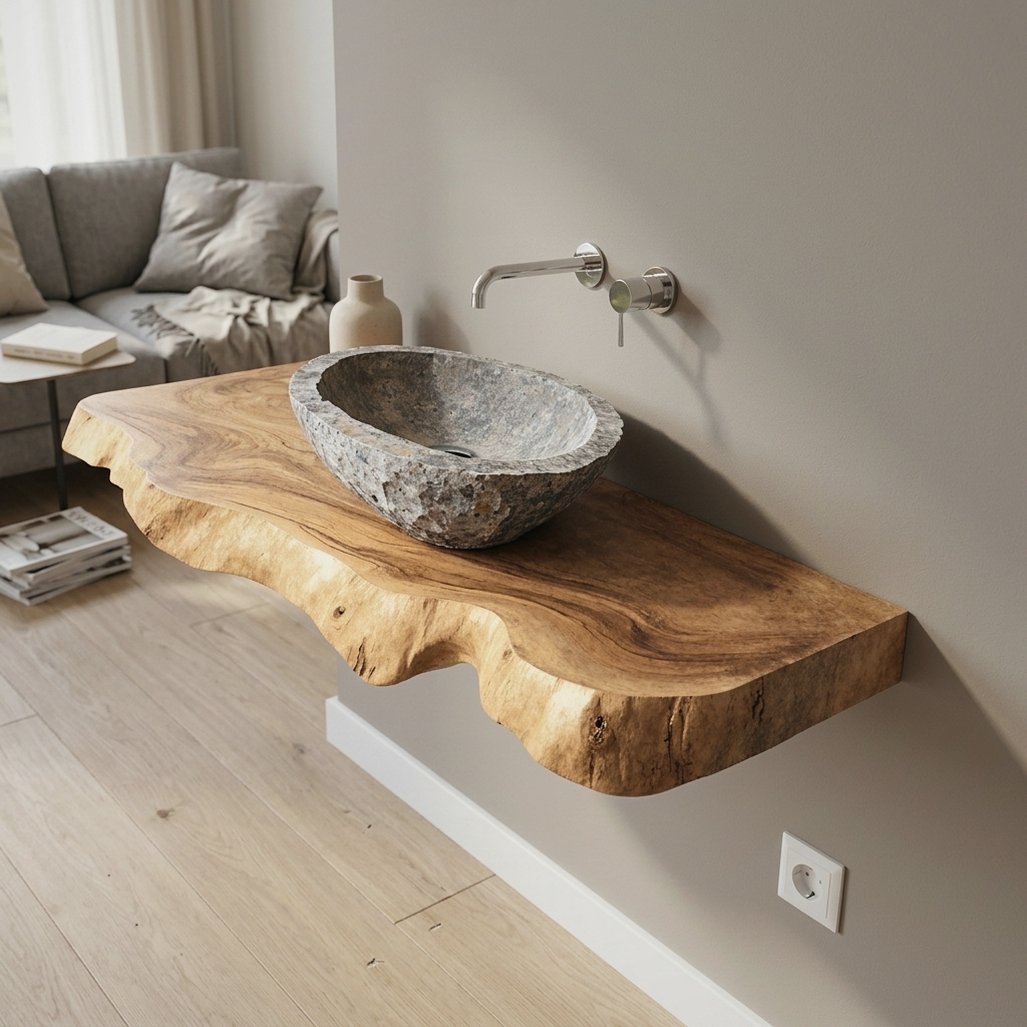 Farmhouse Wooden Floating Vanity for Furniture Decor