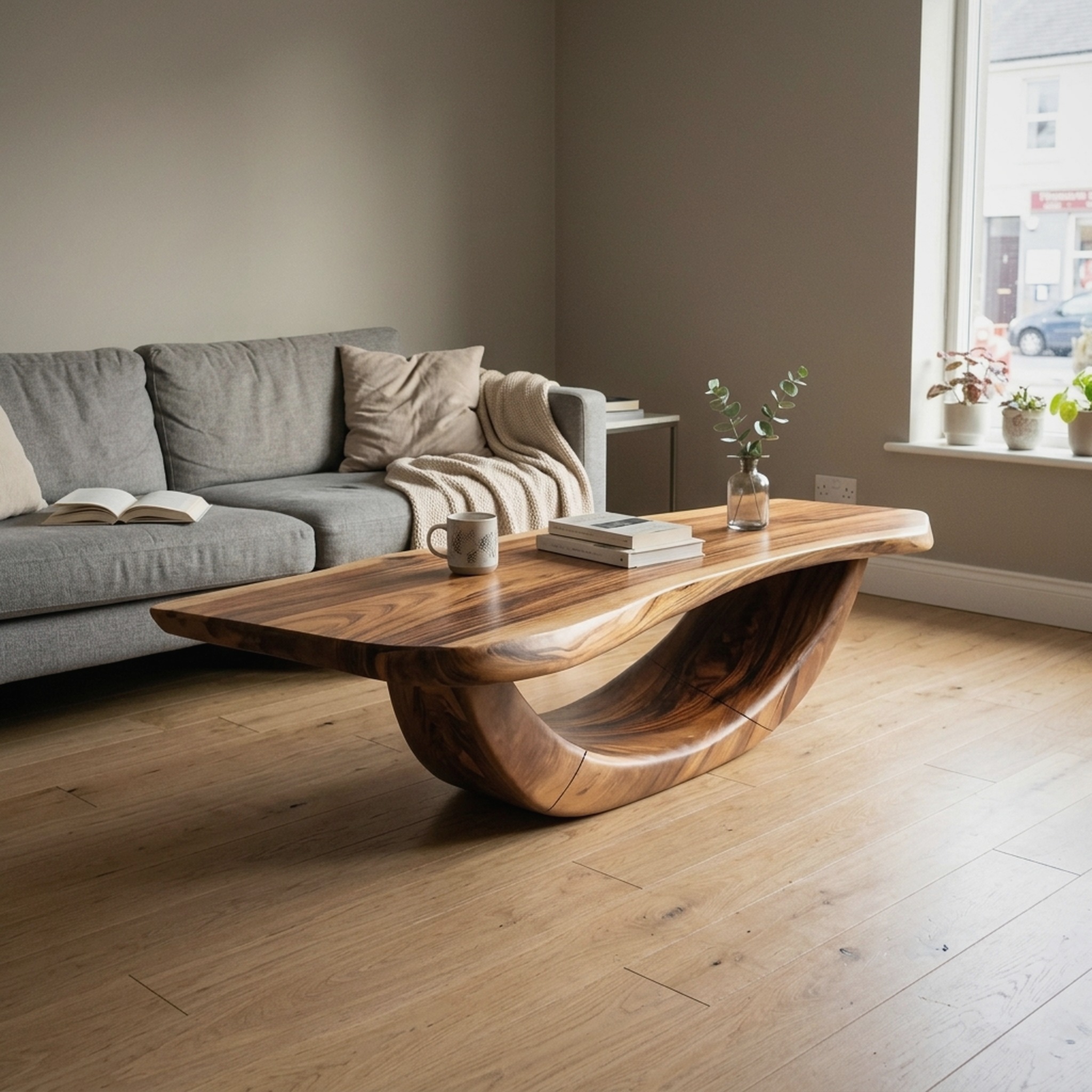 Farmhouse Wooden Live Edge Coffee Table, Dark Reclaimed Solid Wood Center Cocktail Table with Metal Legs, Spooky Decor Theme