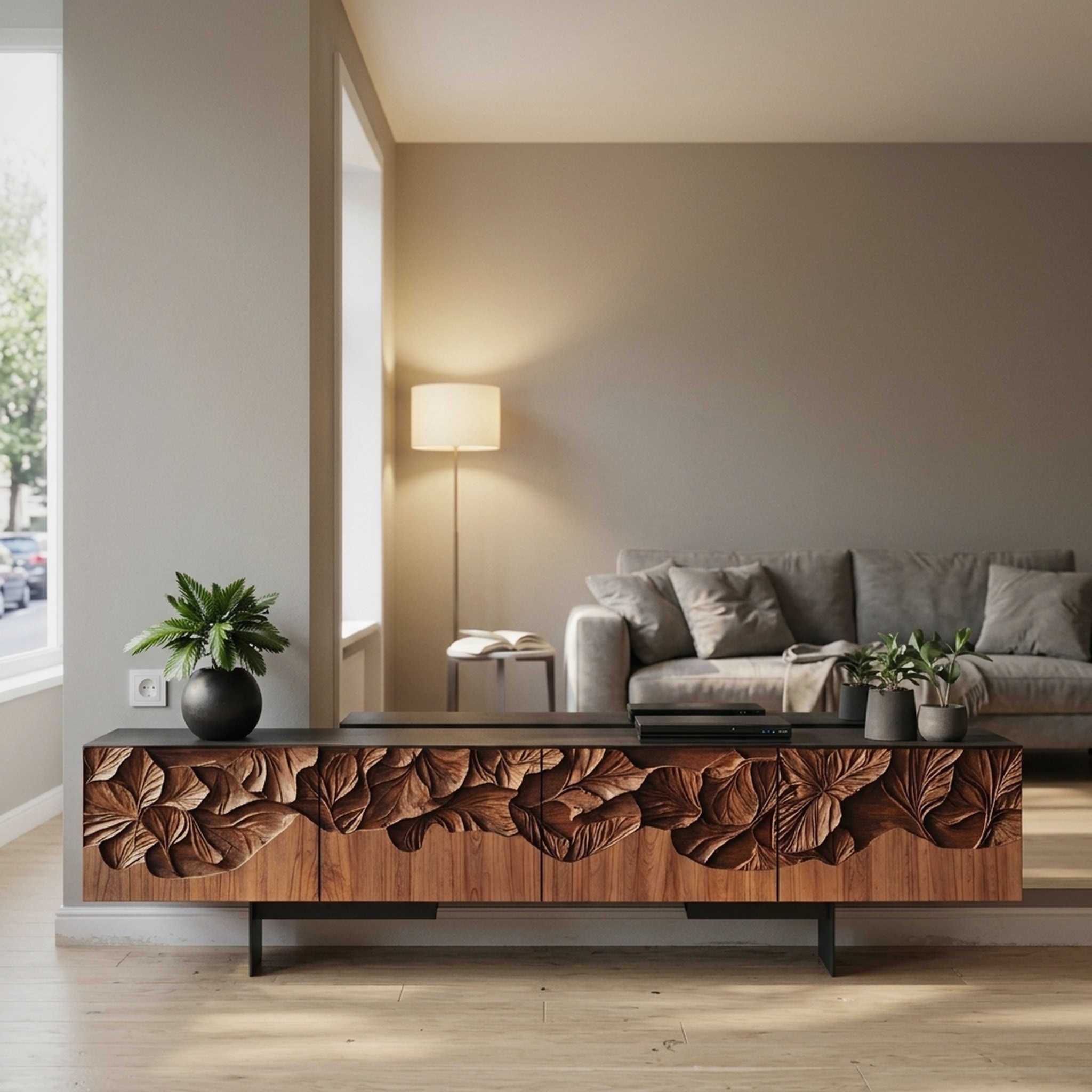 Farmhouse Wooden TV Console for Entryway Design