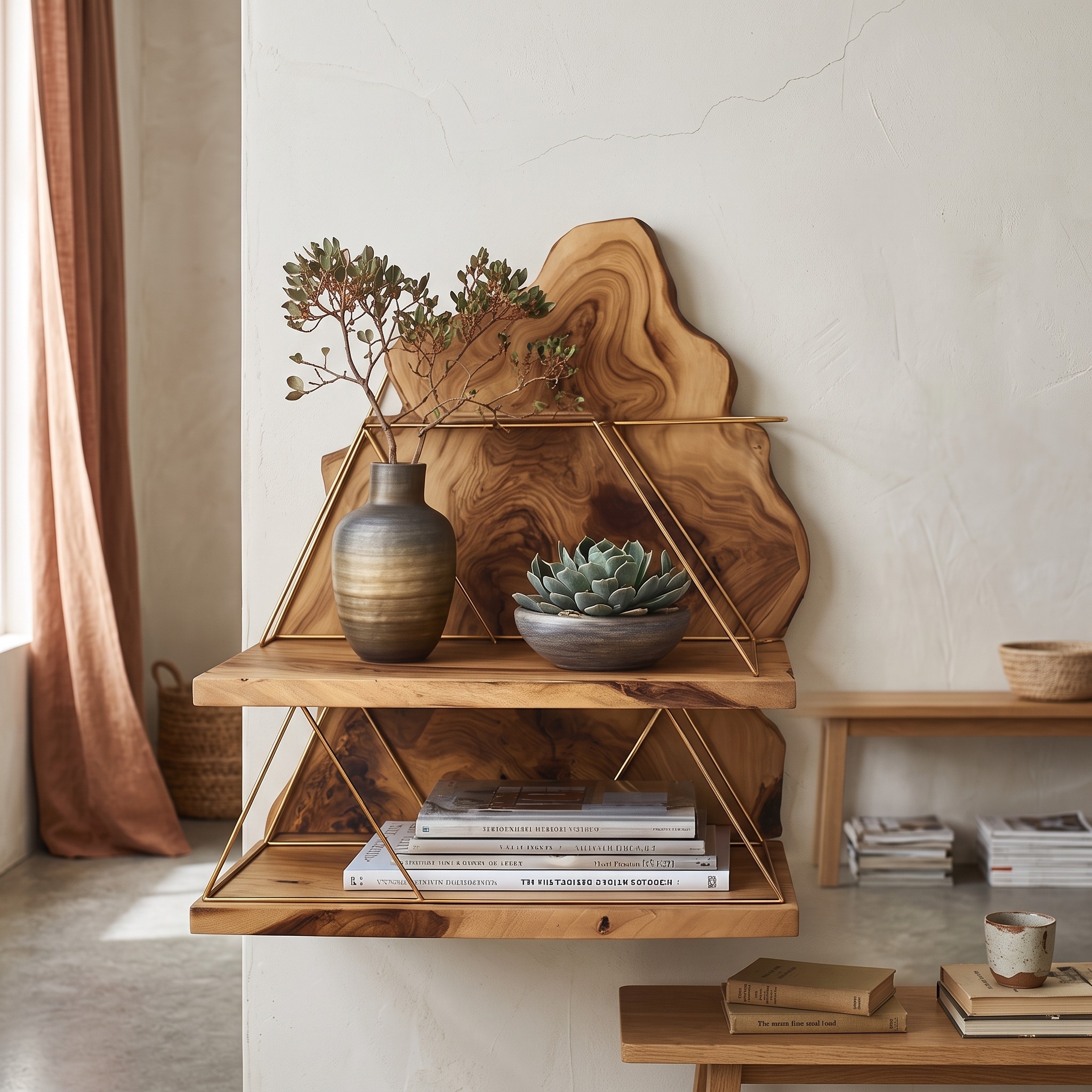 Floating Bedside Table, Wall Mounted Rustic Wood Nightstand with Storage for Bedroom & Office, Handcrafted Shelf