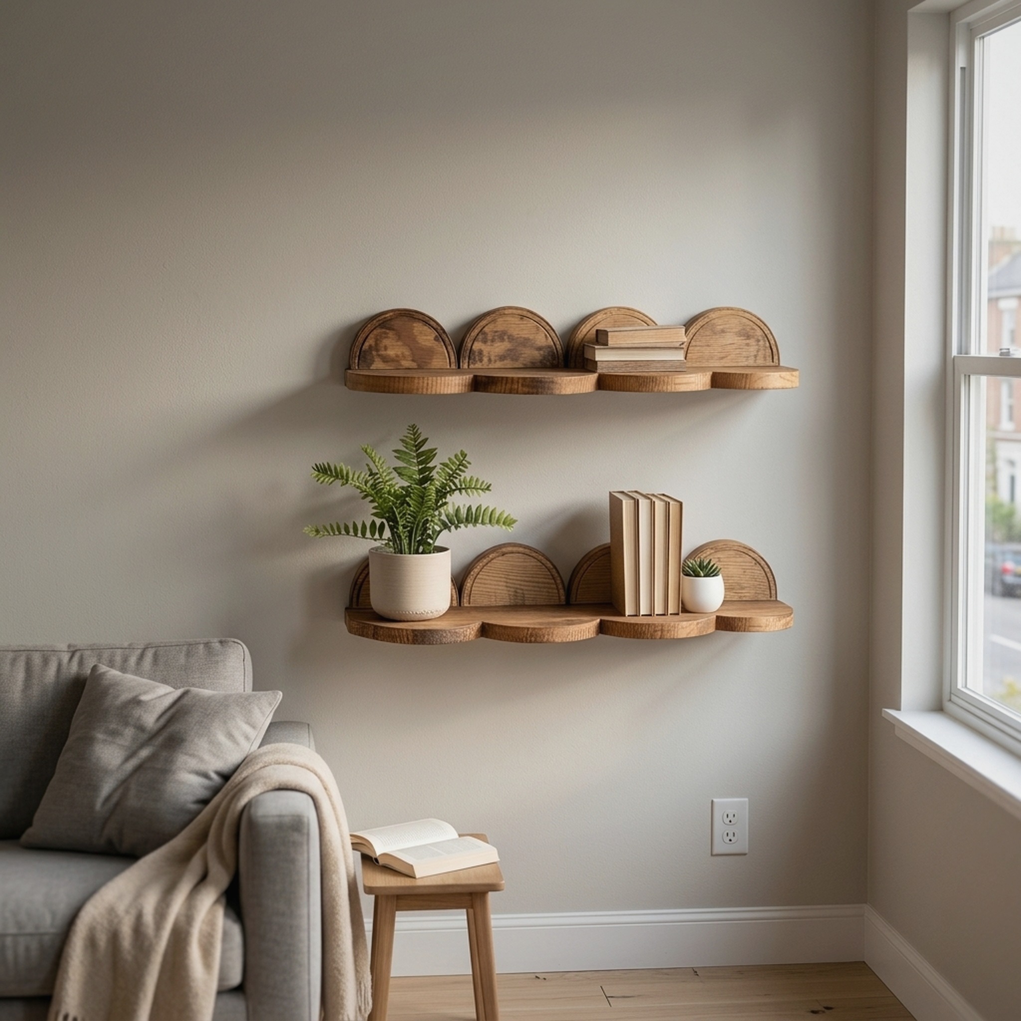 Floating Corner Shelf Solid Wood Home Accent Gift