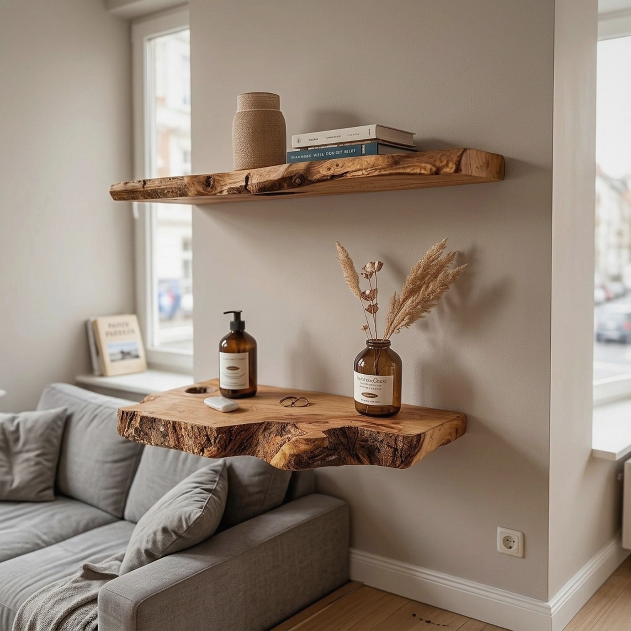 Floating Custom Wall Shelf Live Edge