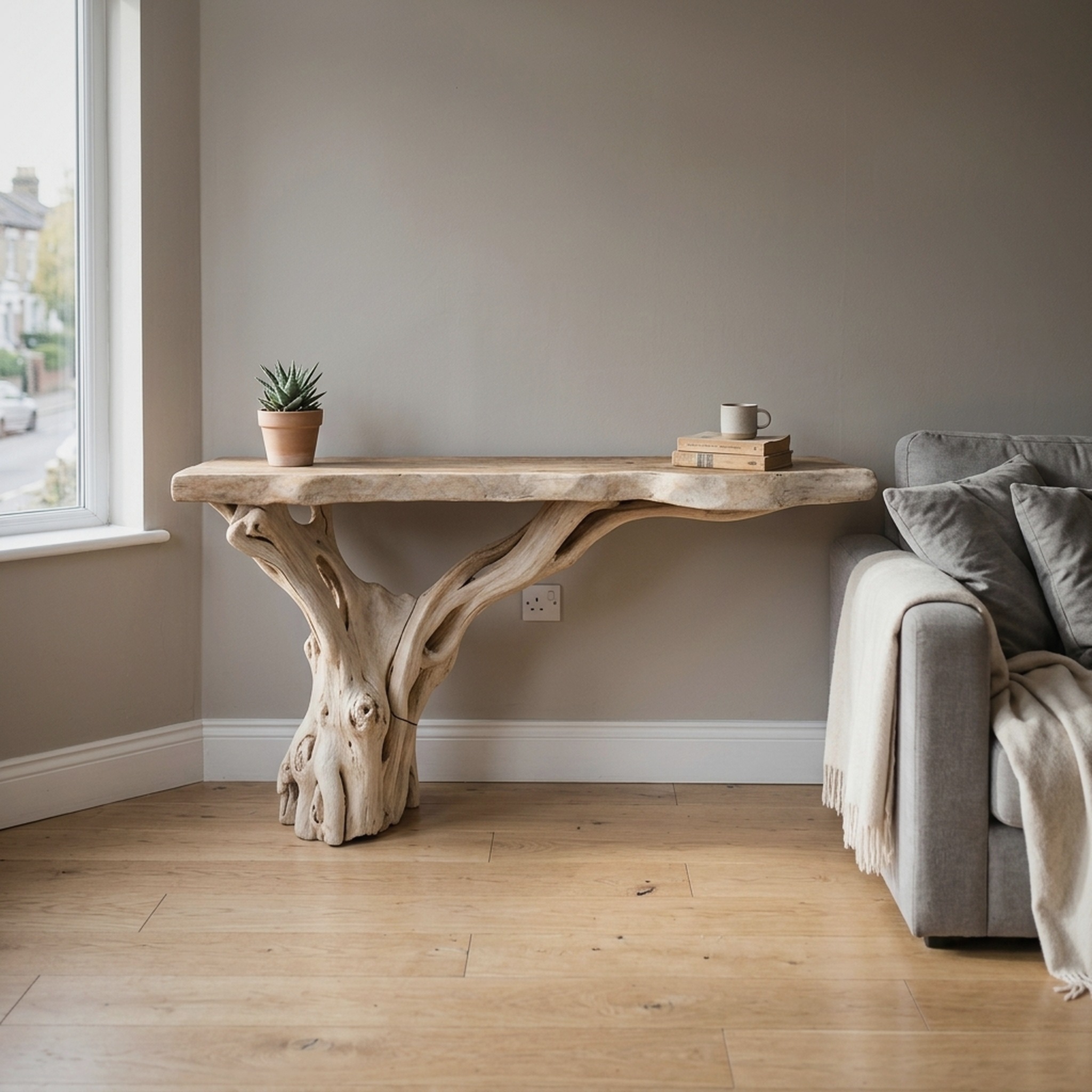 Floating Edge Console Table Handcraft Table Decor
