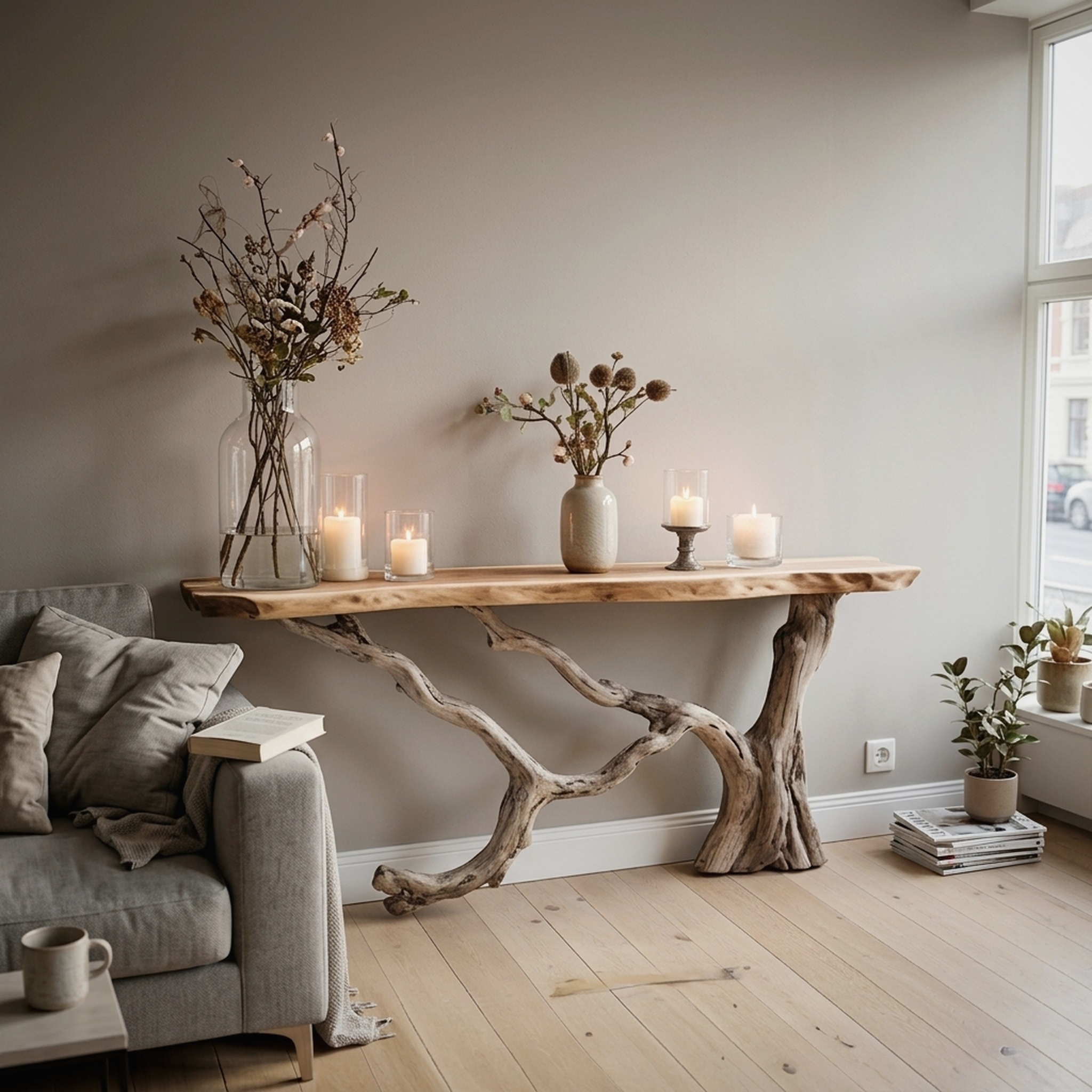 Floating Live Edge Side Table Handcrafted for Natural Spaces
