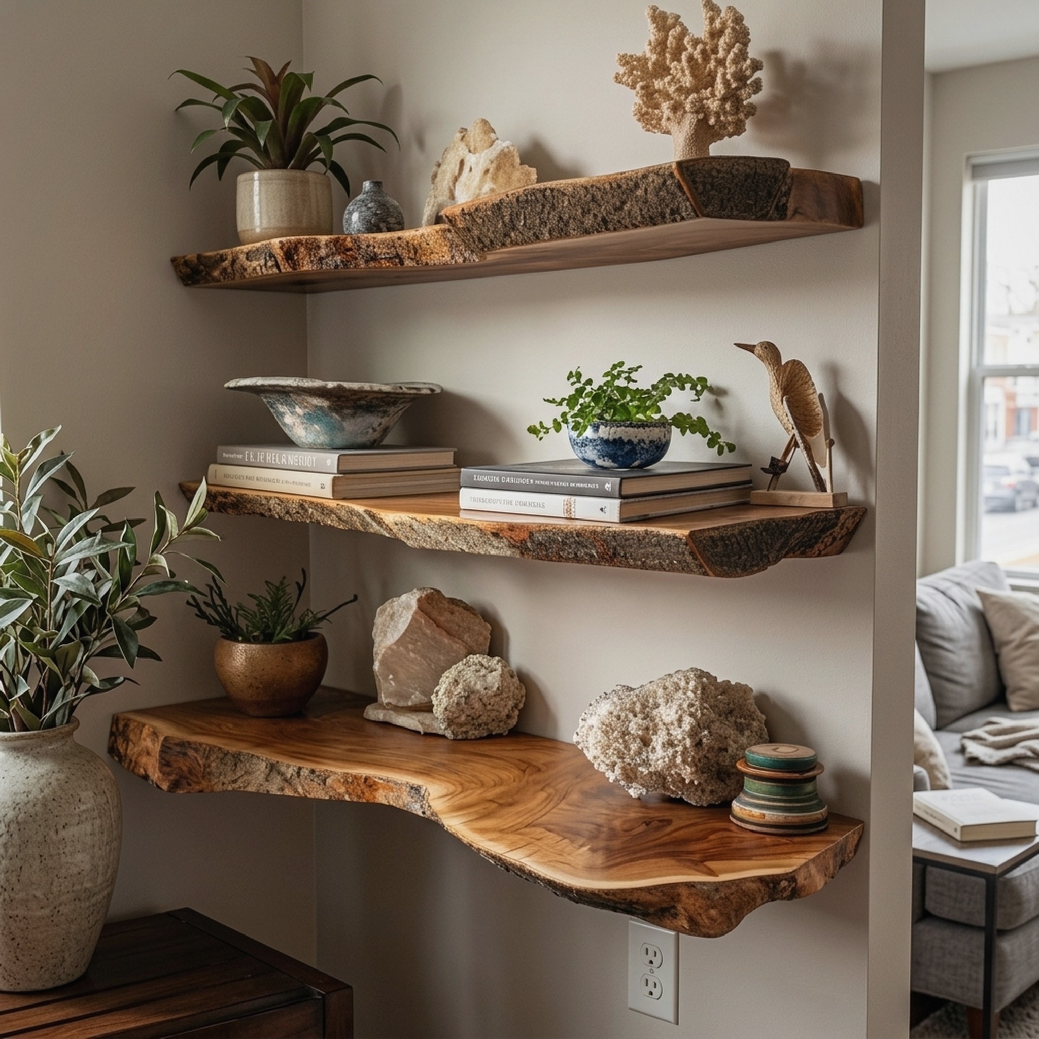 Floating Shelf Live Edge Shelves on Wall