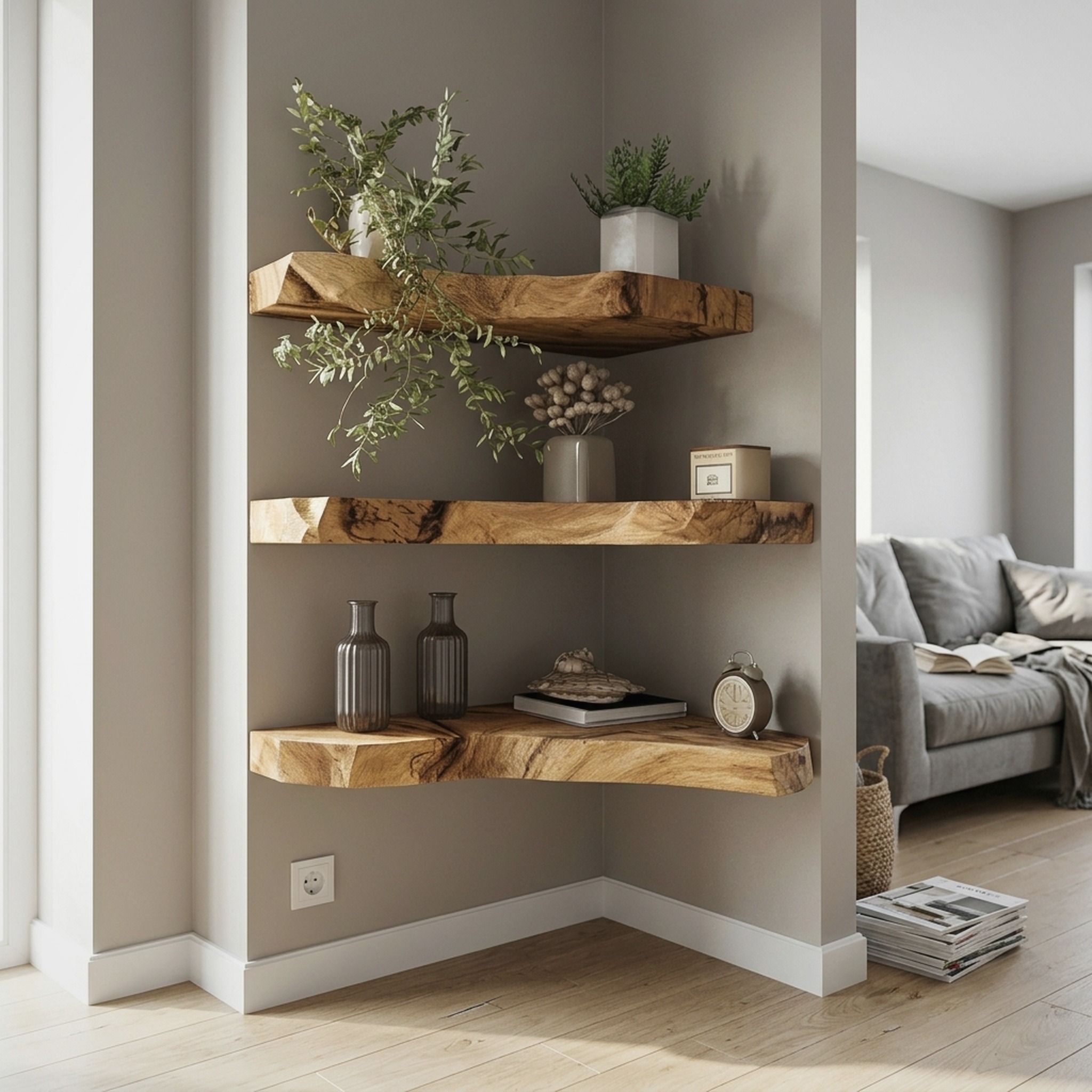 Floating Shelves Wood Wall Mounted Shelf