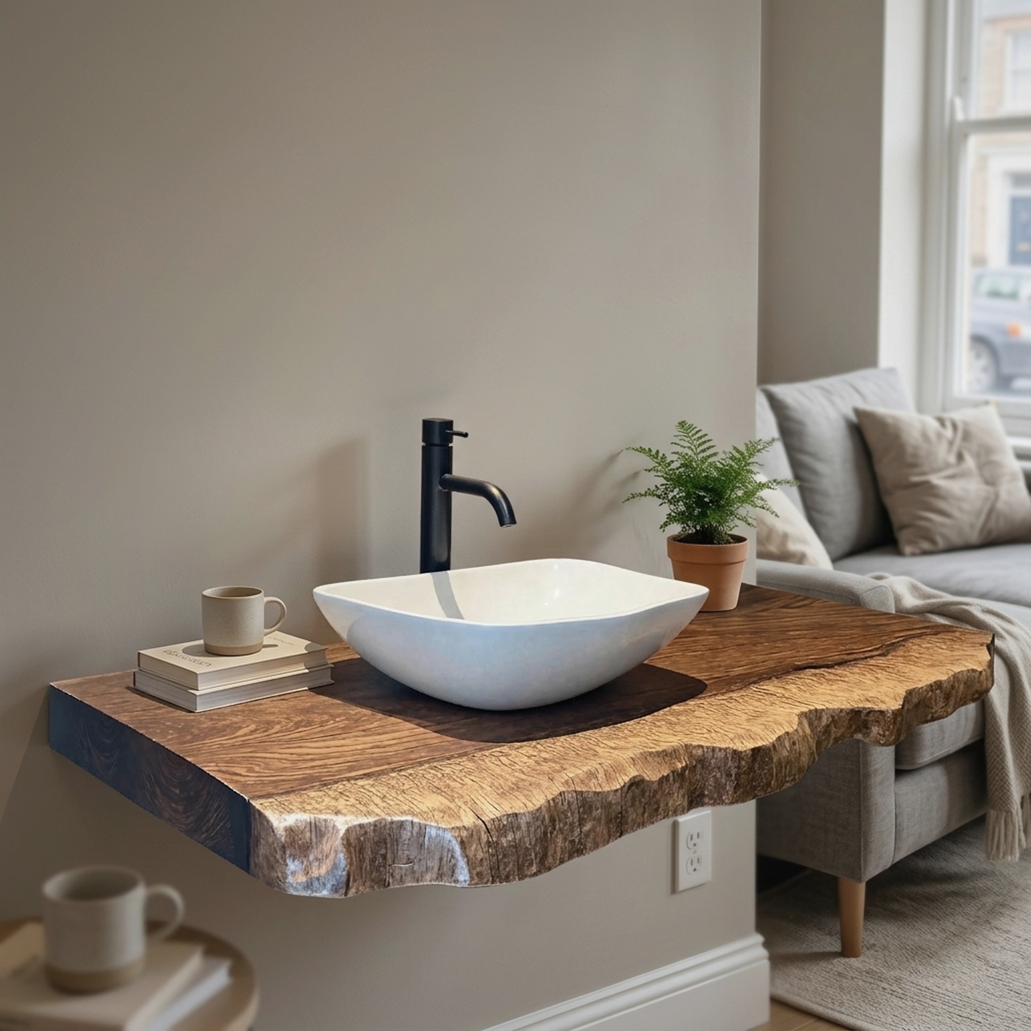 Floating Vanity Shelf for Bathroom with Modern Wooden Design