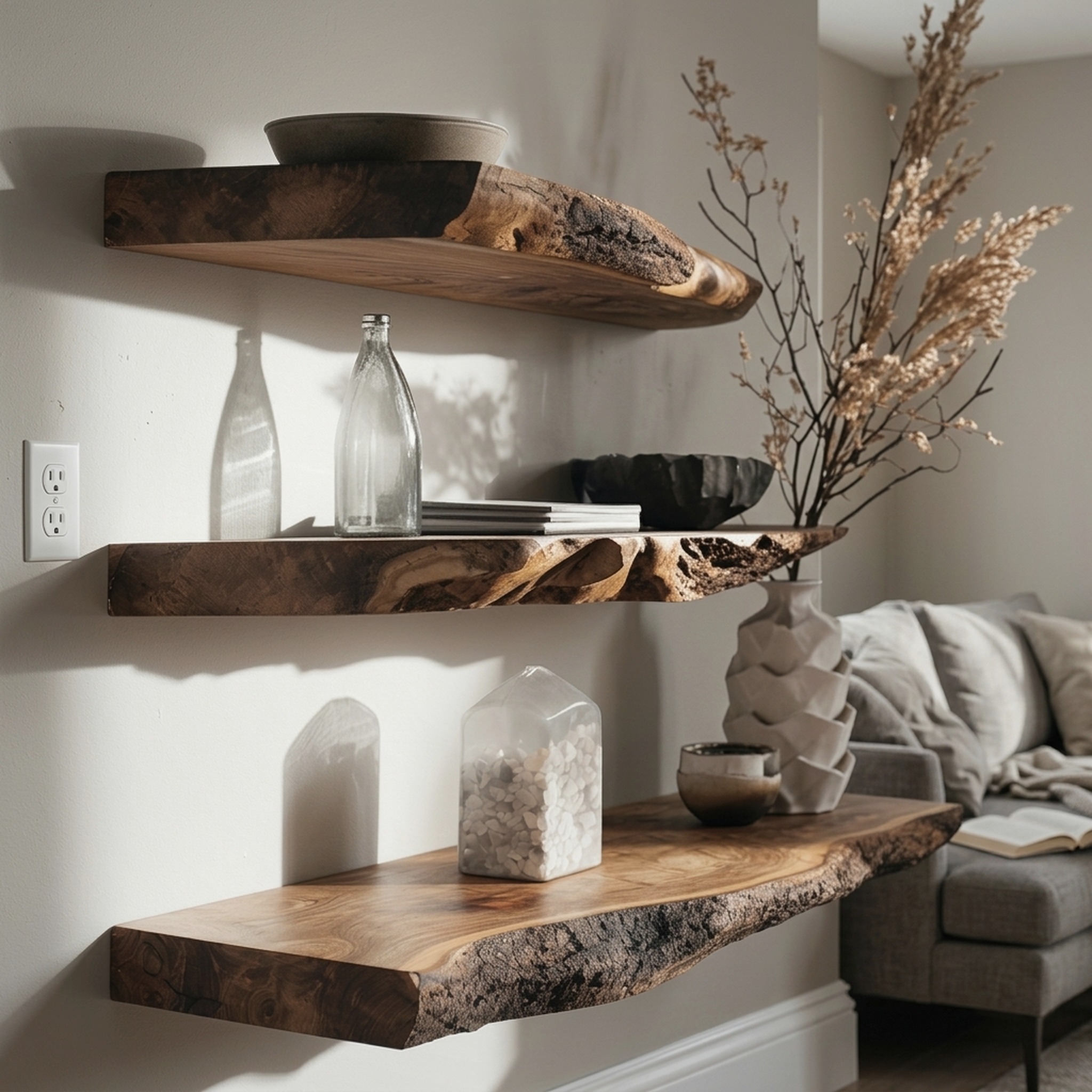 Floating Wall Shelf Live Edge Shelf Decor
