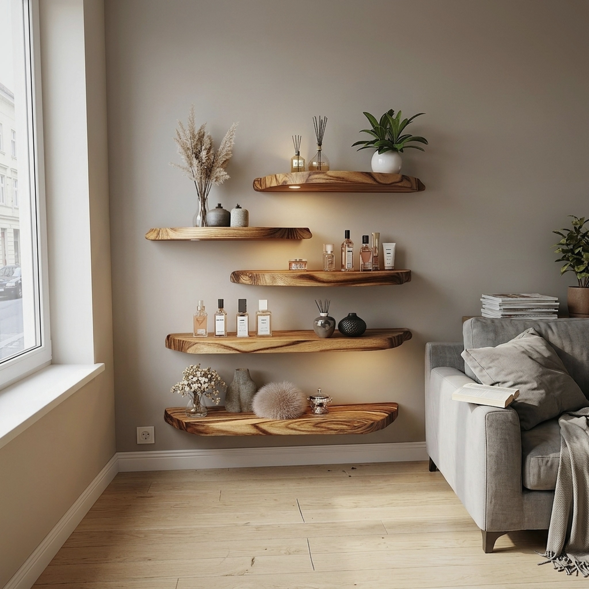 Floating Wall Shelves Custom Solid Wood Decor Living Room Gift Sets